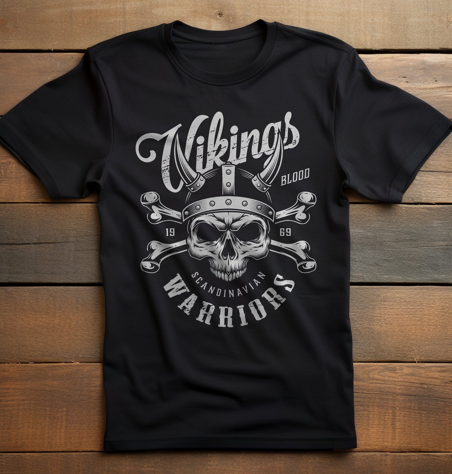 001 Vikings Warriors Skull Helmet T-Shirt