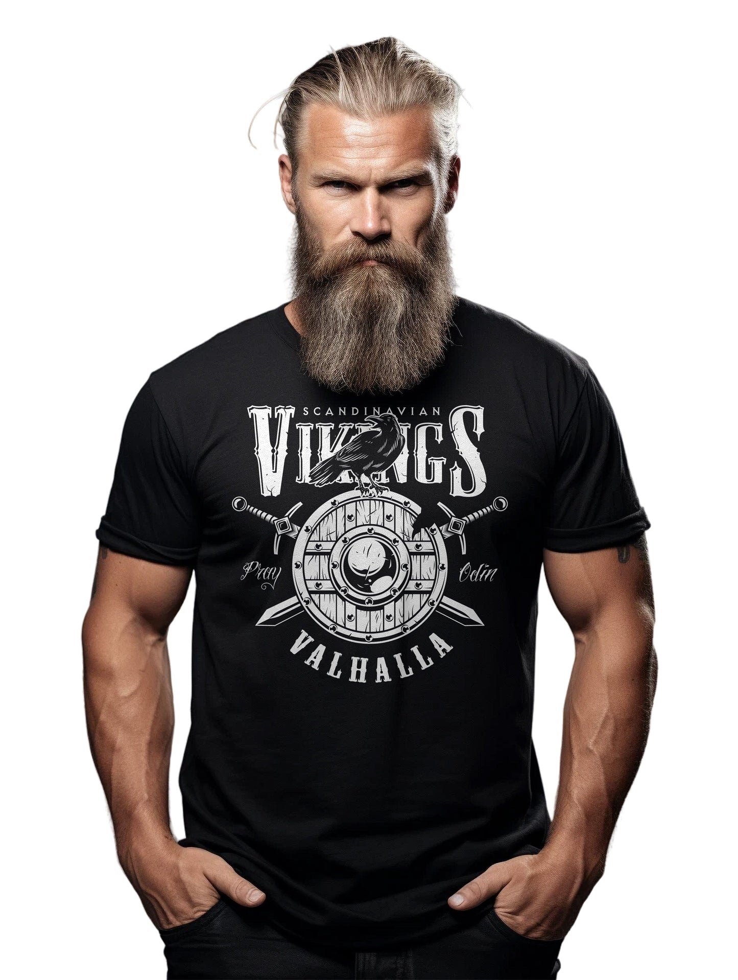017 Vikings Valhalla Crow Shield T-Shirt