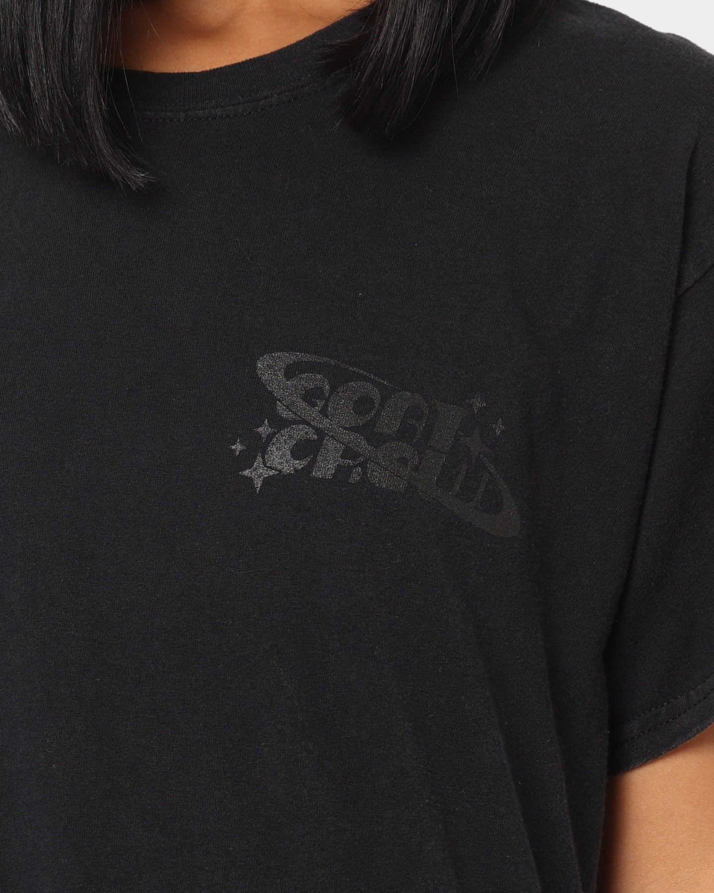 Goat Crew Stacked Logo Vintage T-Shirt Black Wash Style001