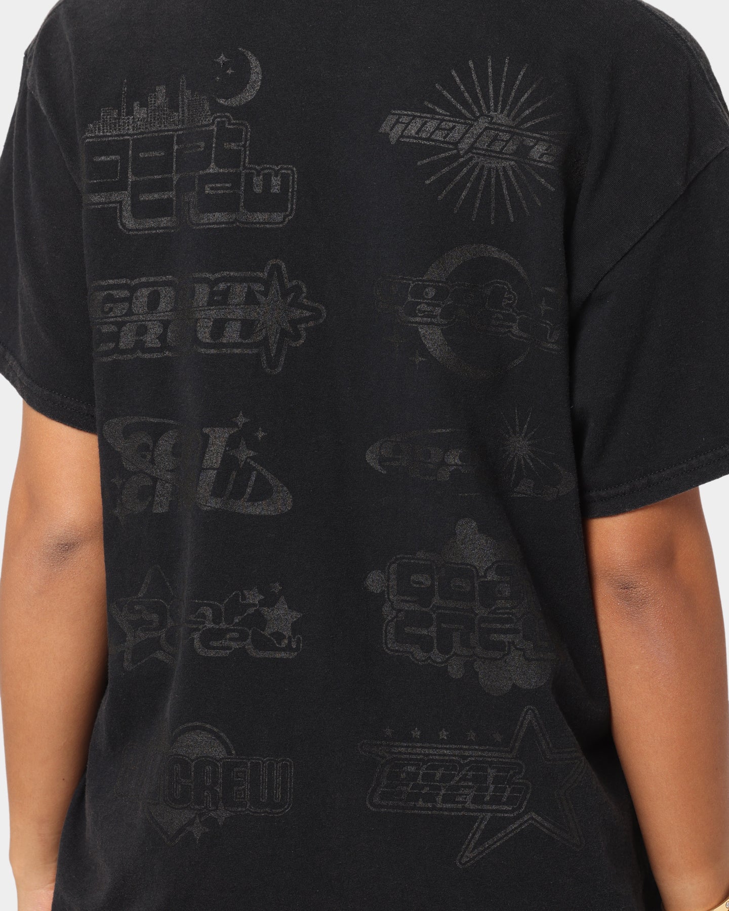 Goat Crew Stacked Logo Vintage T-Shirt Black Wash Style001
