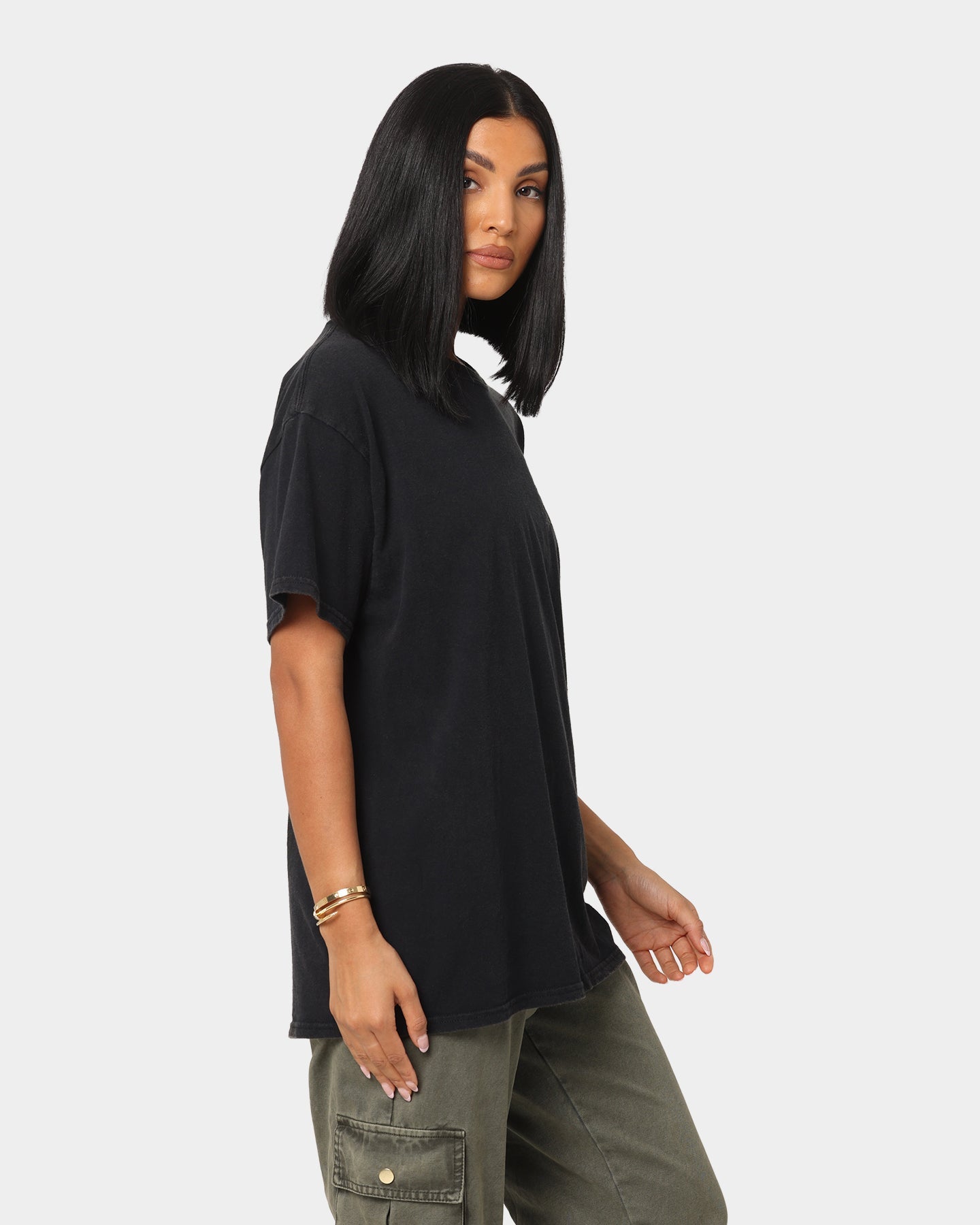 Goat Crew Stacked Logo Vintage T-Shirt Black Wash Style001