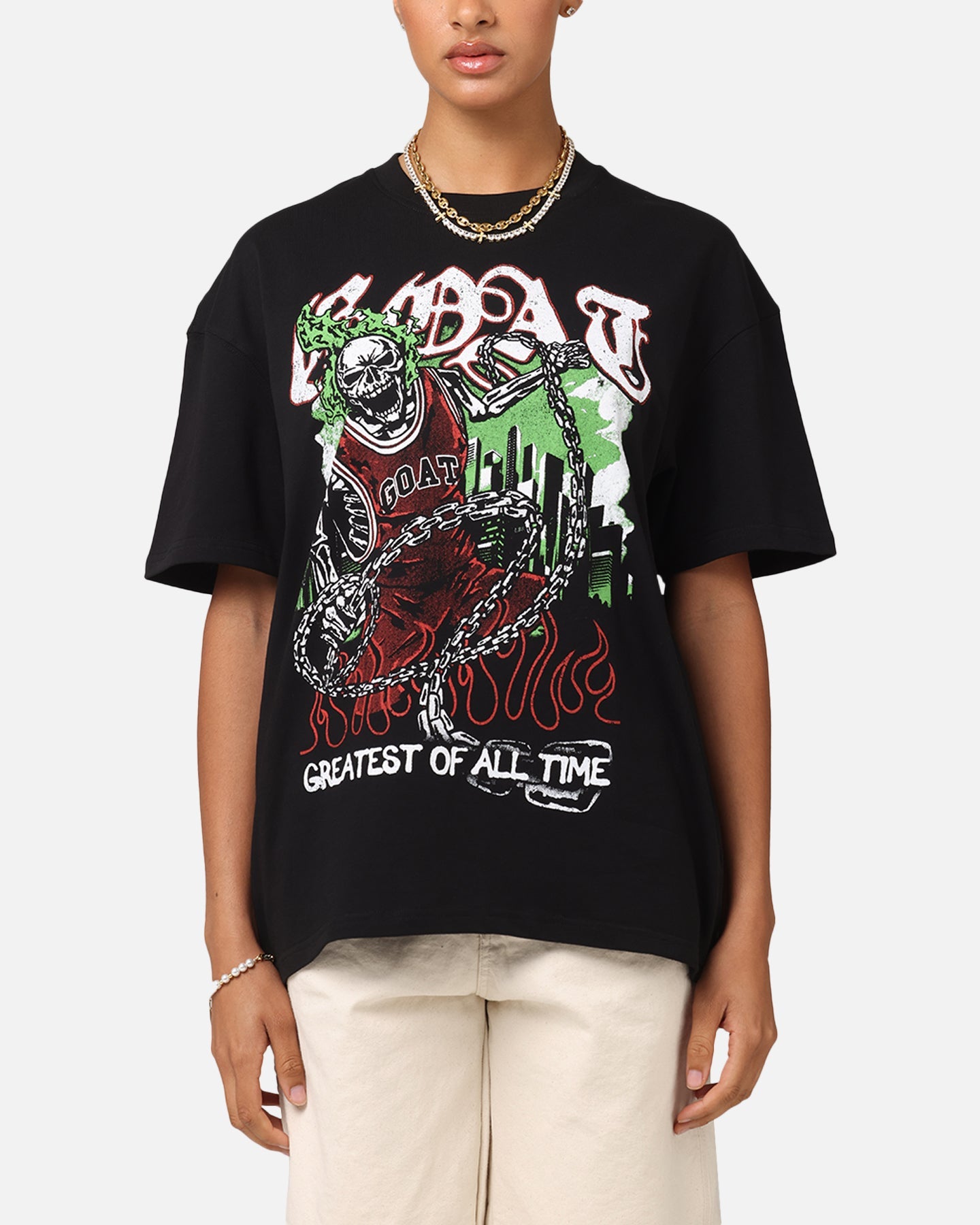 Goat Crew Goat Skull Vintage T-Shirt Black Style001