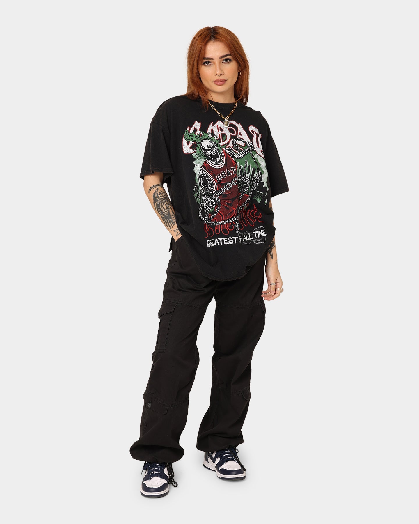 Goat Crew Goat Skull Vintage T-Shirt Black Wash Style001