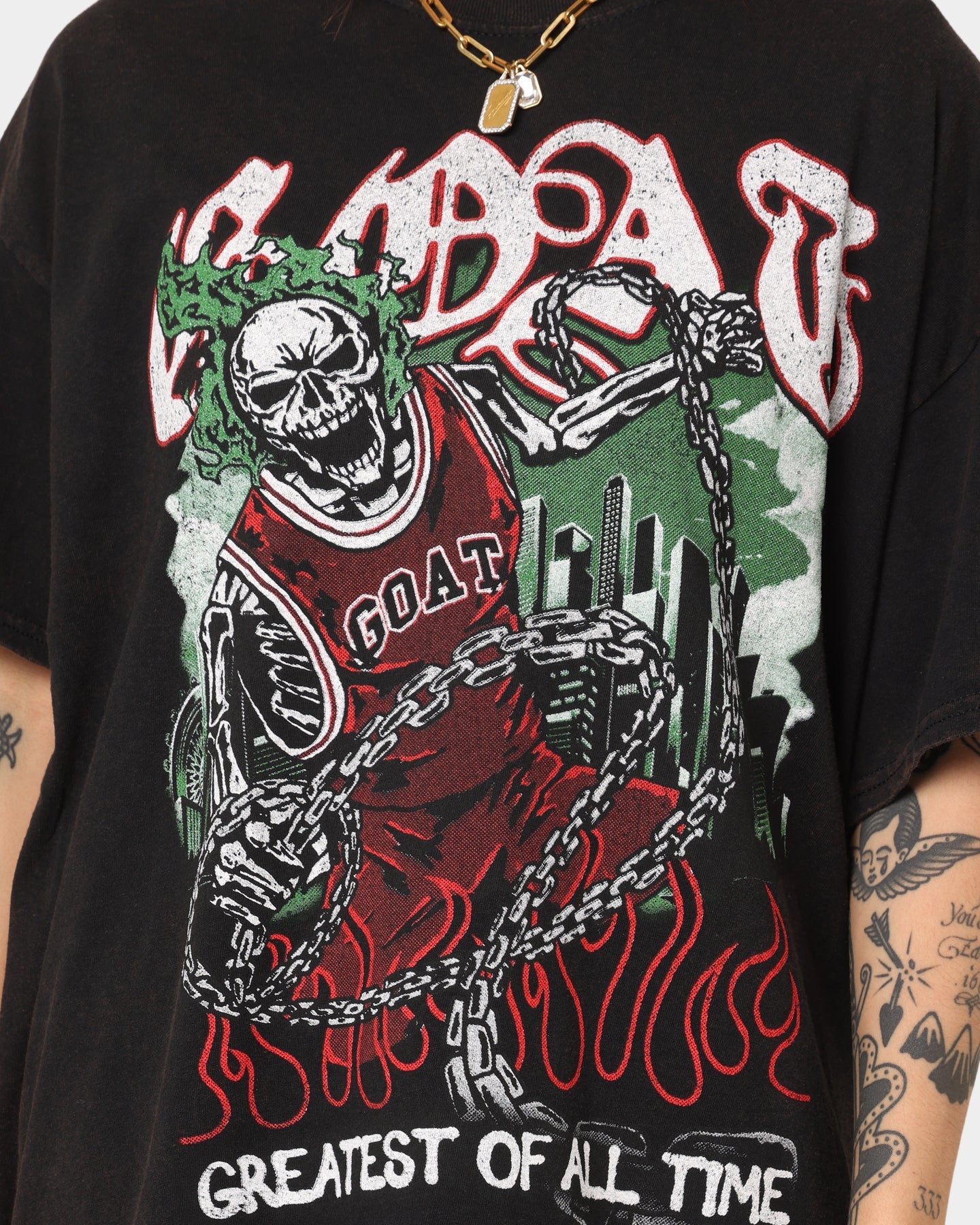 Goat Crew Goat Skull Vintage T-Shirt Black Wash Style001