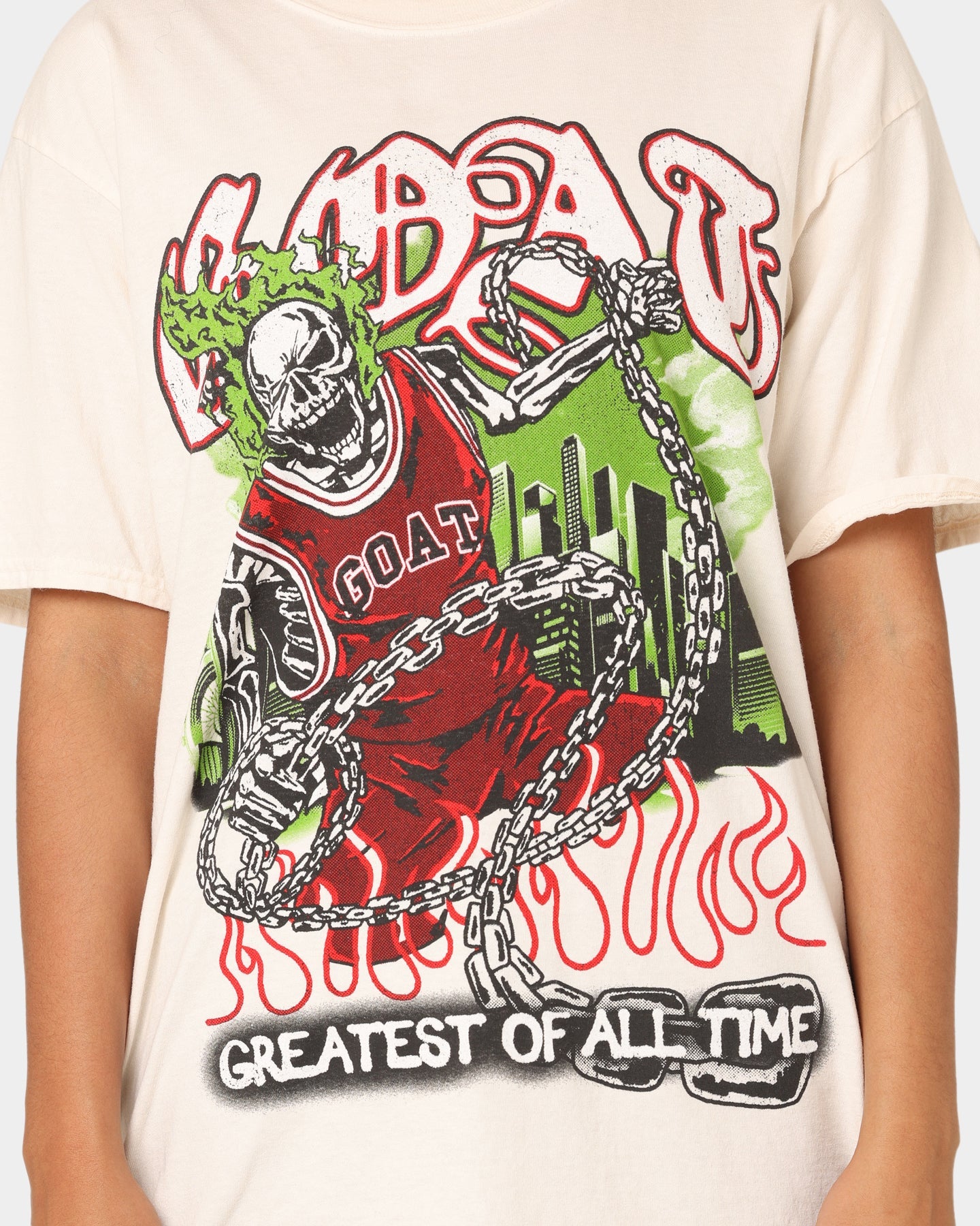 Goat Crew Goat Skull Vintage T-Shirt Off White Style001