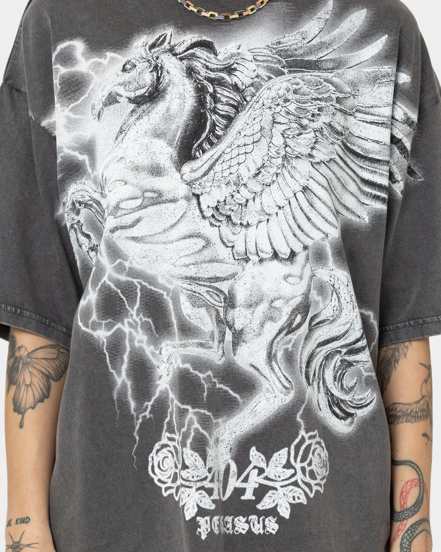 404 Pegasus Vintage T-Shirt Charcoal Style001