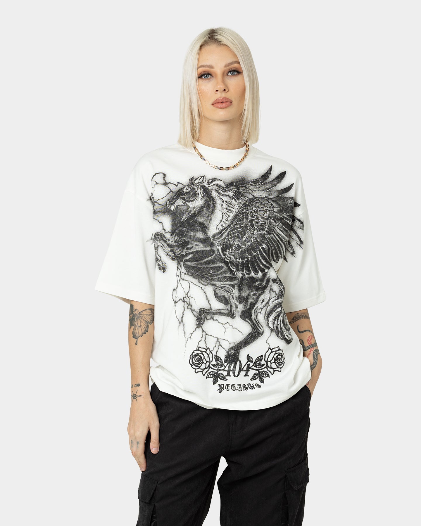 404 Pegasus Vintage T-Shirt Off White Style001
