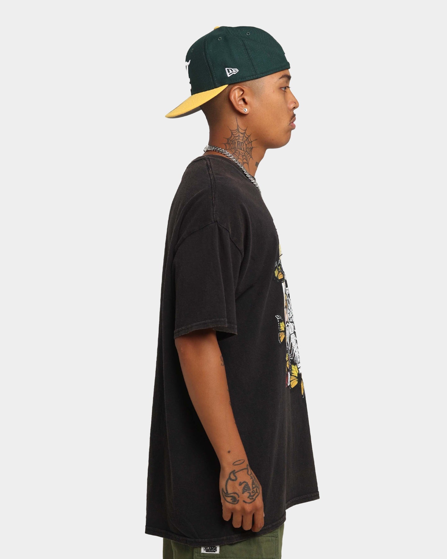 Goat Crew Green Skeleton Vintage T-Shirt Washed Black