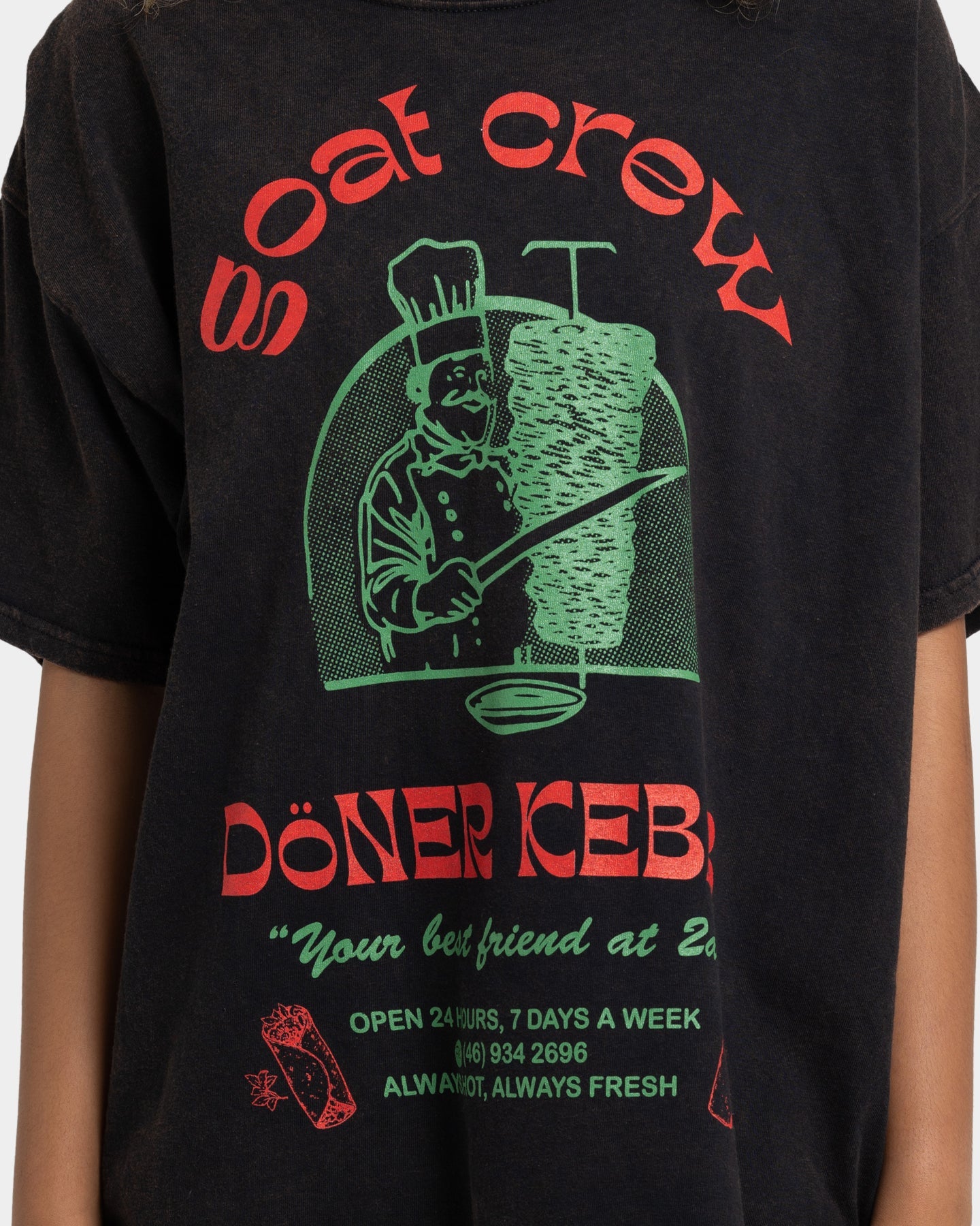 Goat Crew Kebab Shop Vintage T-Shirt Black Wash Style001