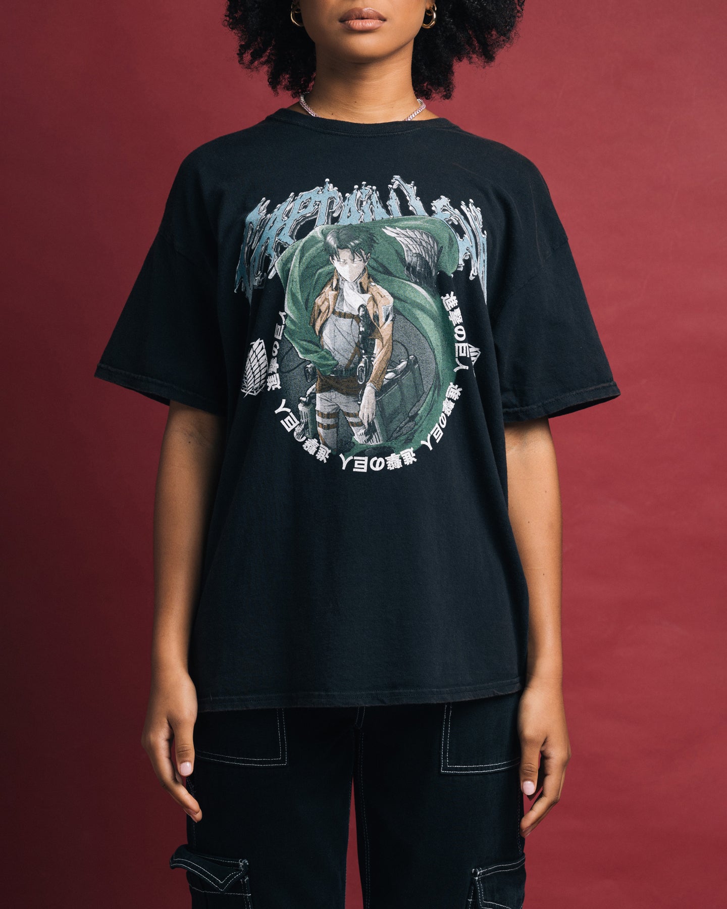 Goat Crew X Attack On Titan Captain Levi Vintage T-Shirt Black Wash Style001
