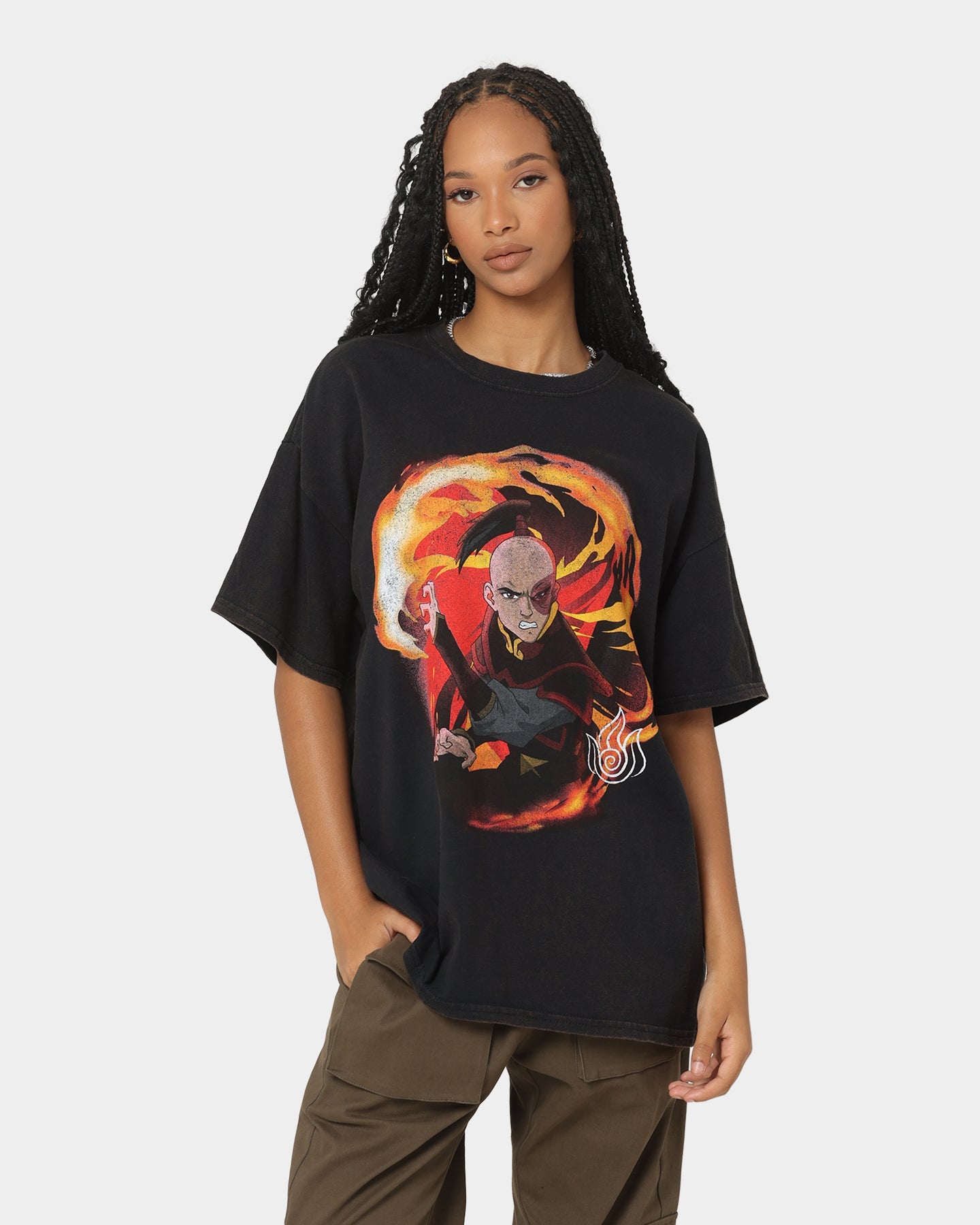 Goat Crew x Avatar: The Last Airbender Fire Elements Vintage T-Shirt Black Wash Style001