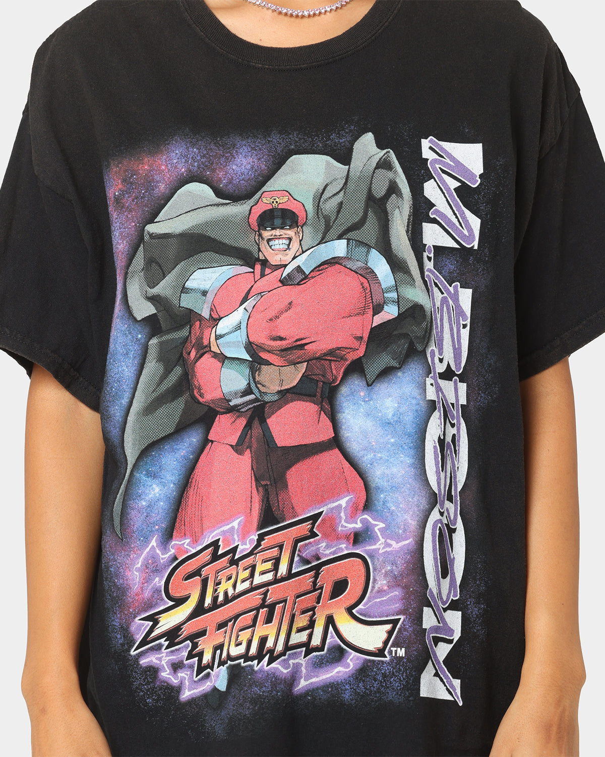 Goat Crew X Street Fighter M. Bison Vintage T-Shirt Black Wash Style001