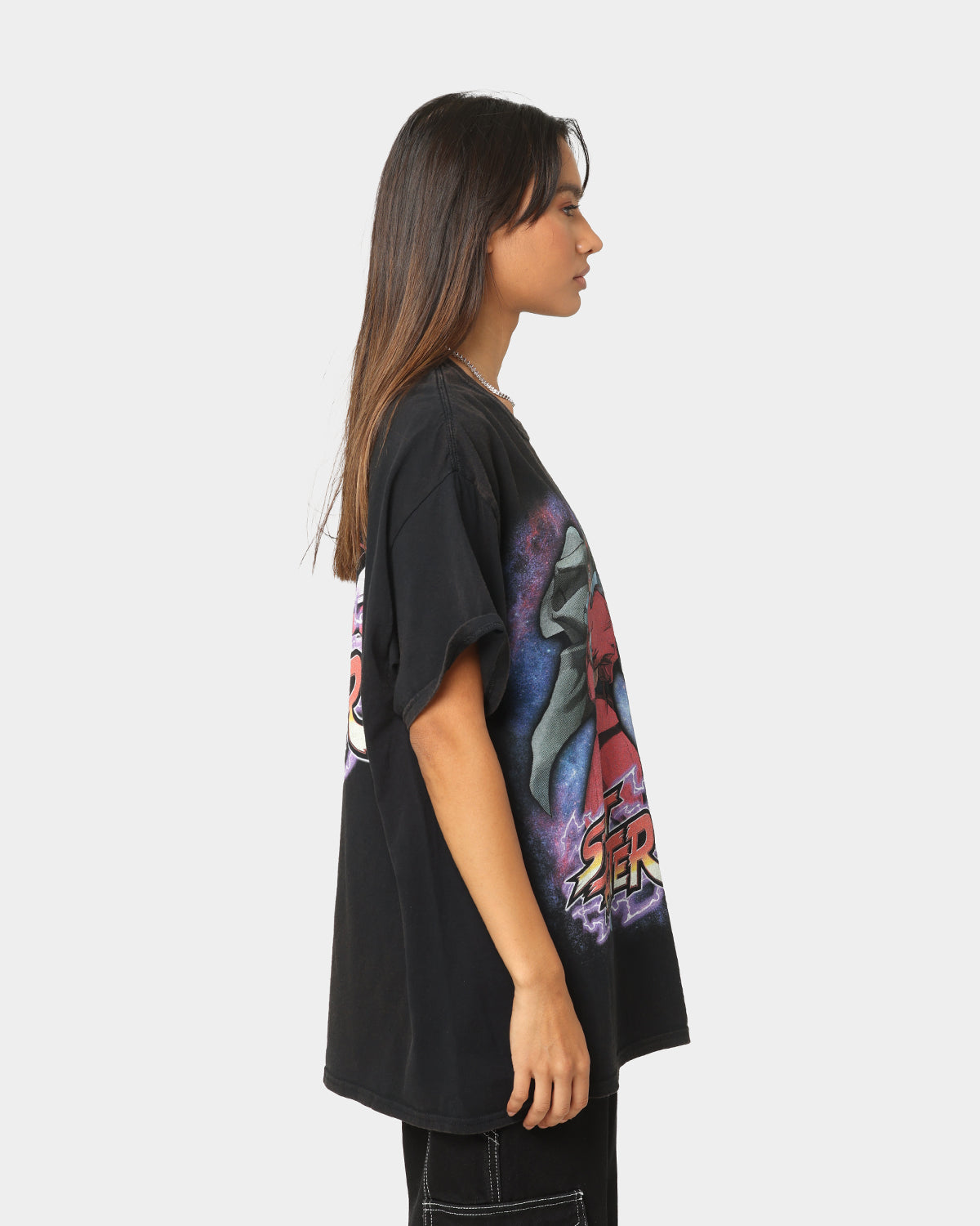 Goat Crew X Street Fighter M. Bison Vintage T-Shirt Black Wash Style001