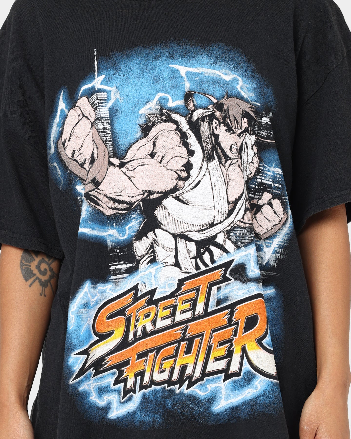 Goat Crew X Street Fighter Ryu Vintage T-Shirt Black Wash Style001
