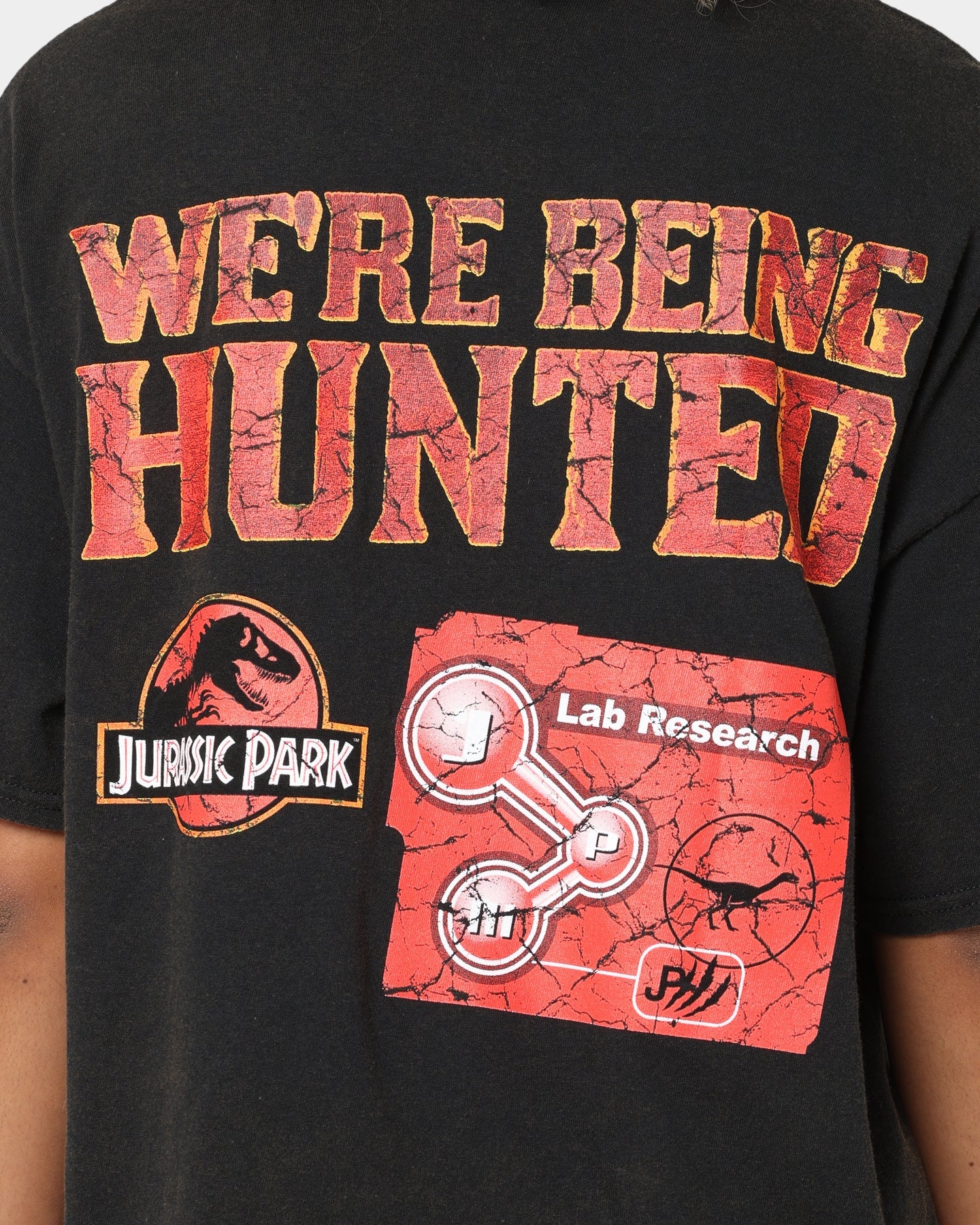 American Thrift X Jurassic Park Mega Mayhem Vintage T-Shirt Black Wash Style001