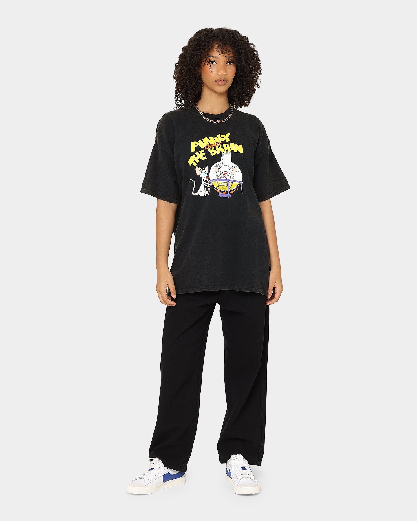 American Thrift X Pinky And The Brain Pinky And The Brain Vintage T-Shirt Black Wash Style001