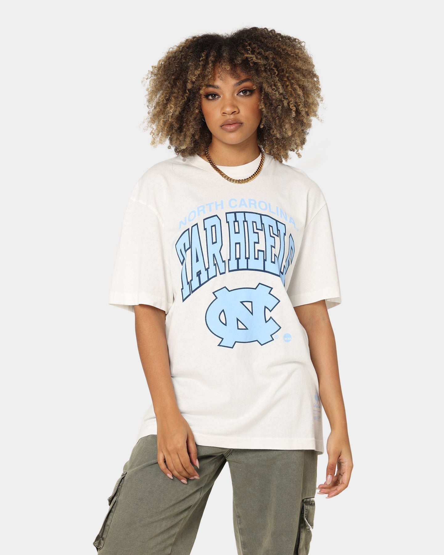 Mitchell & Ness UNC Tar Heels XL Arch Vintage T-Shirt Vintage White Style001