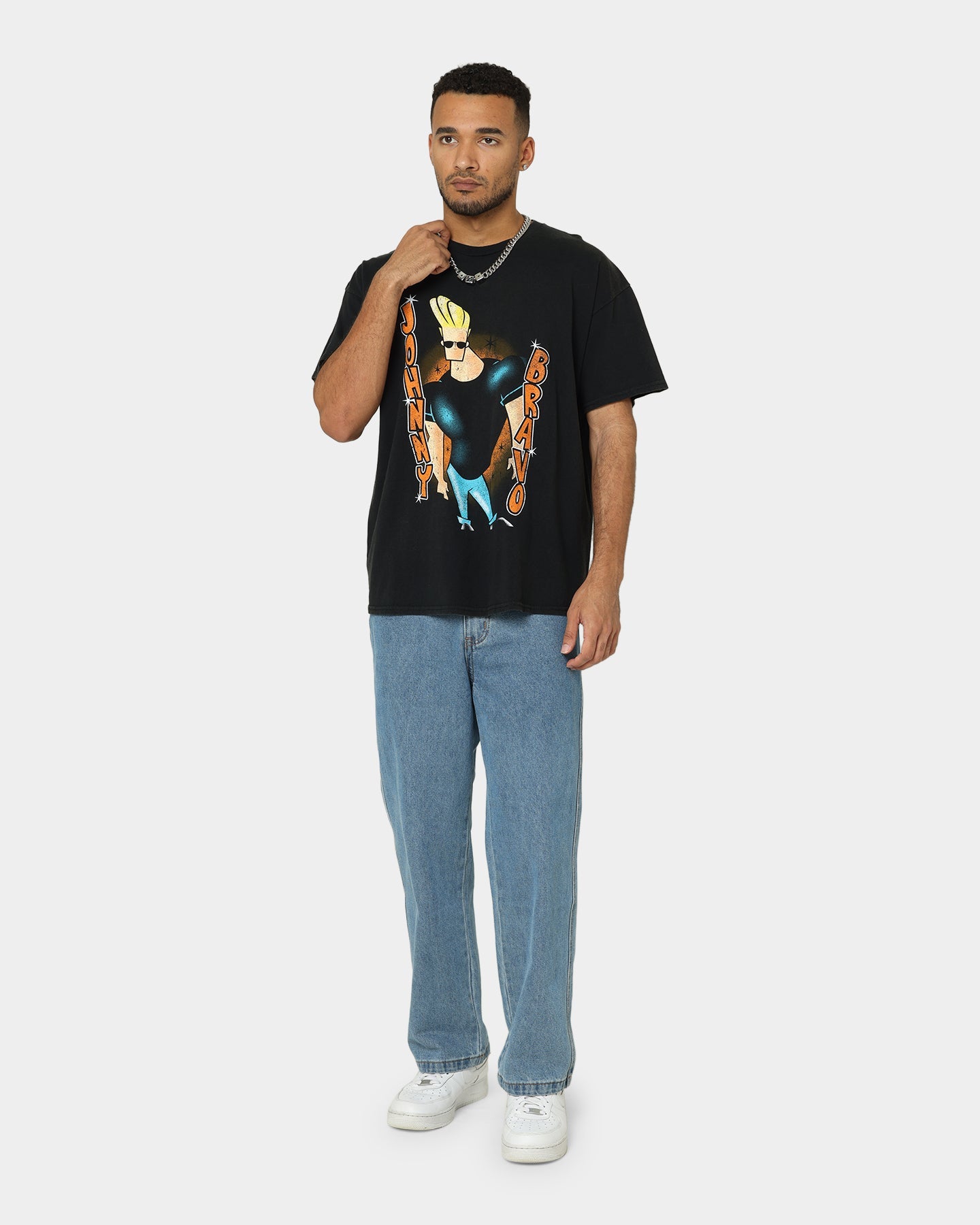 American Thrift X Johnny Bravo Man, I'm Pretty Vintage T-Shirt Black Wash