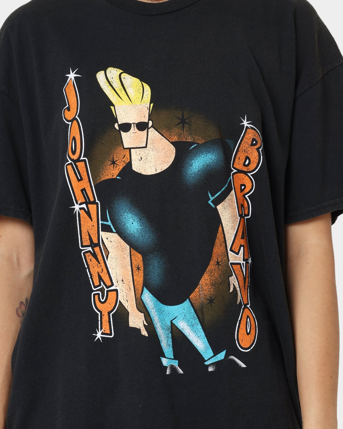 American Thrift X Johnny Bravo Man, I'm Pretty Vintage T-Shirt Black Wash Style001