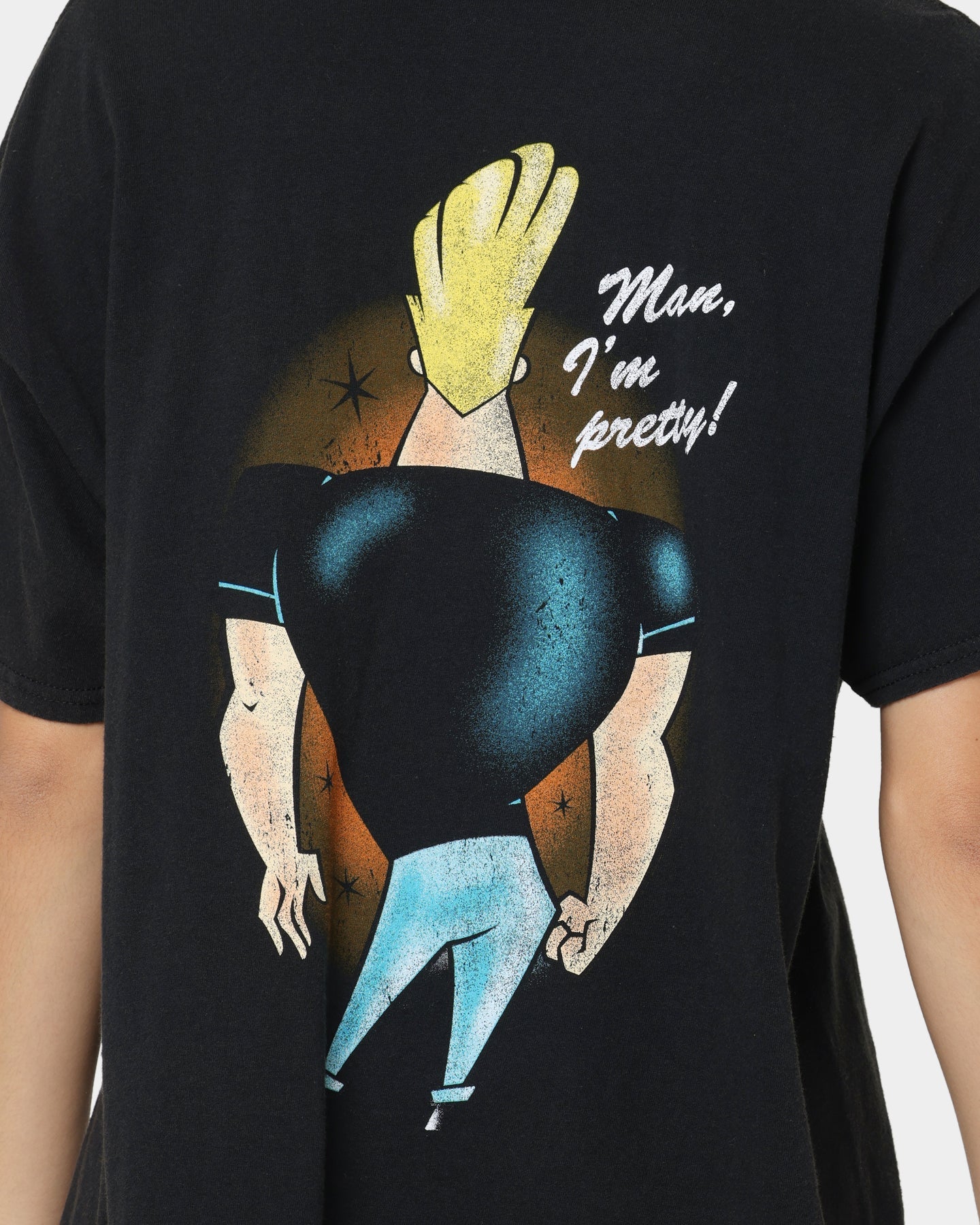 American Thrift X Johnny Bravo Man, I'm Pretty Vintage T-Shirt Black Wash Style001