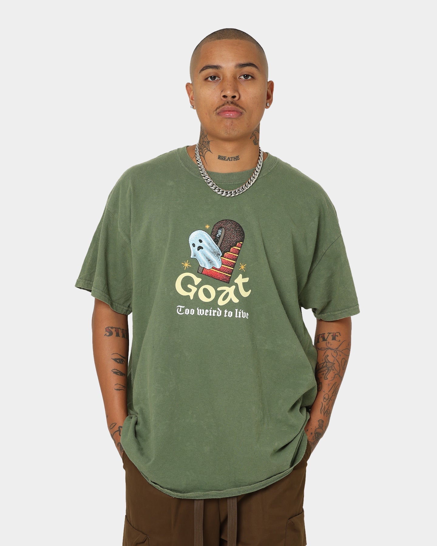 Goat Crew Too Weird To Live Vintage T-Shirt Military