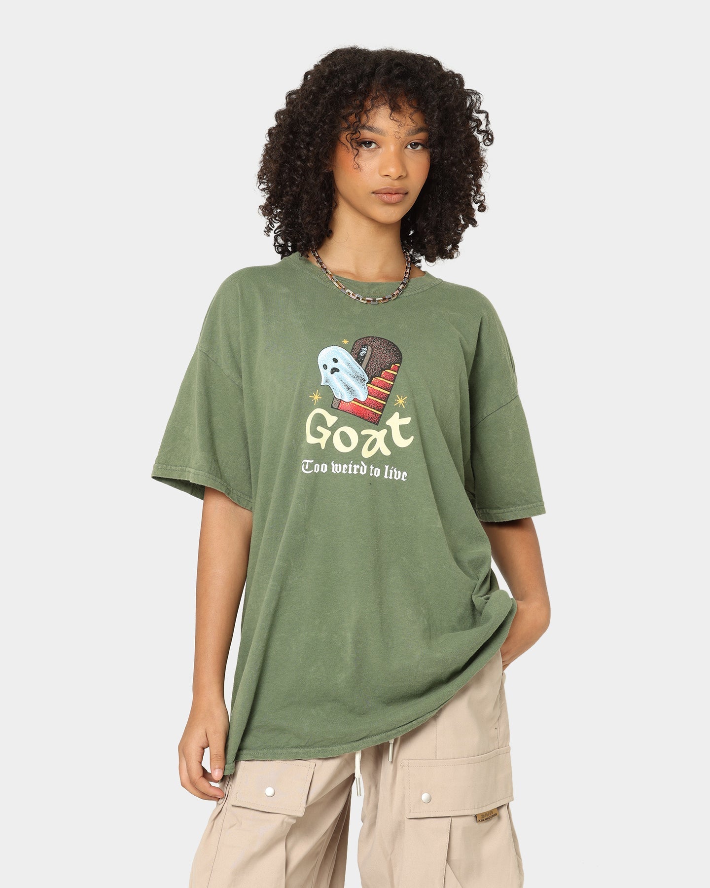 Goat Crew Too Weird To Live Vintage T-Shirt Military Style001