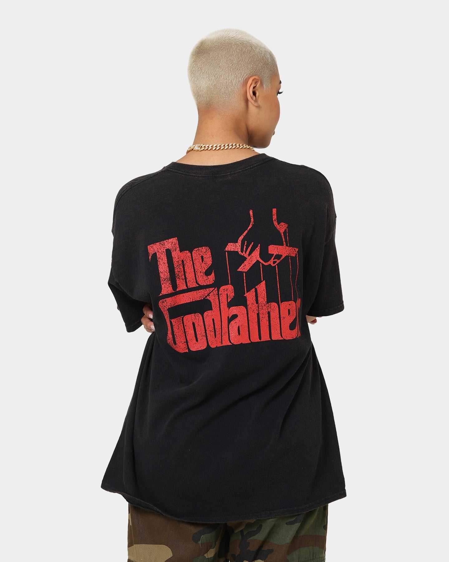 American Thrift X The Godfather The Godfather Cat Vintage T-Shirt Black Wash Style001