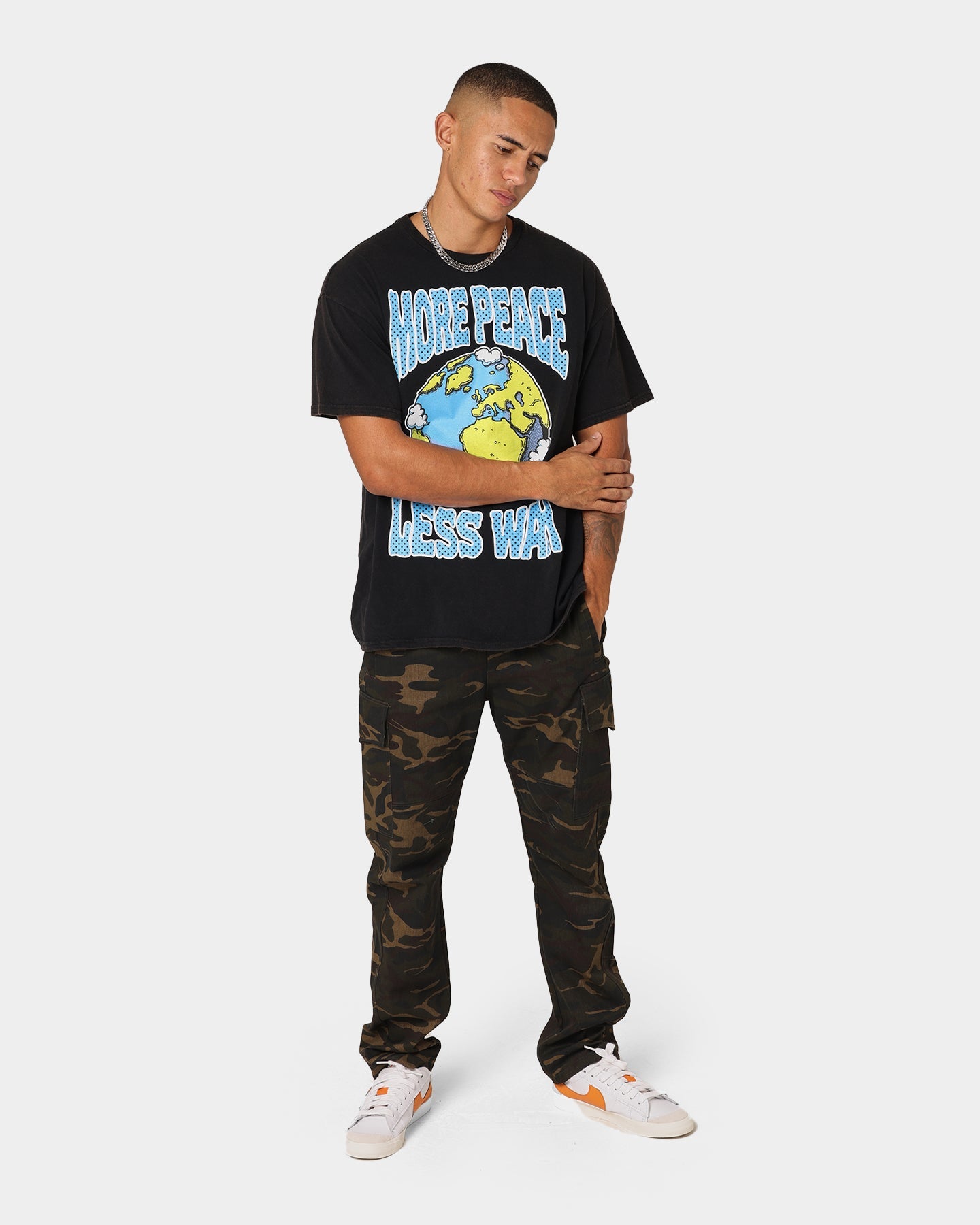 Goat Crew More Peace Less War Vintage T-Shirt Washed Black