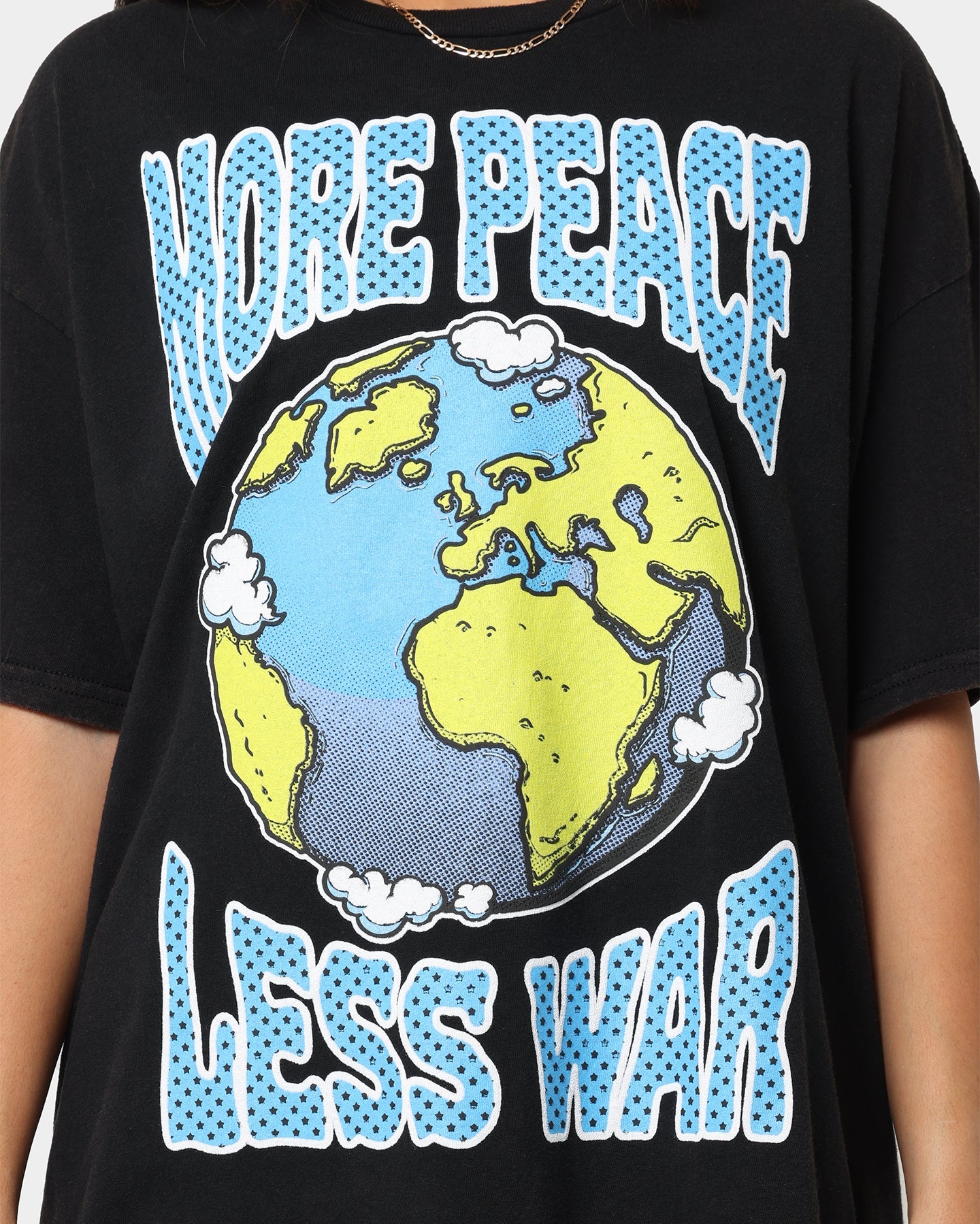 Goat Crew More Peace Less War Vintage T-Shirt Washed Black Style001