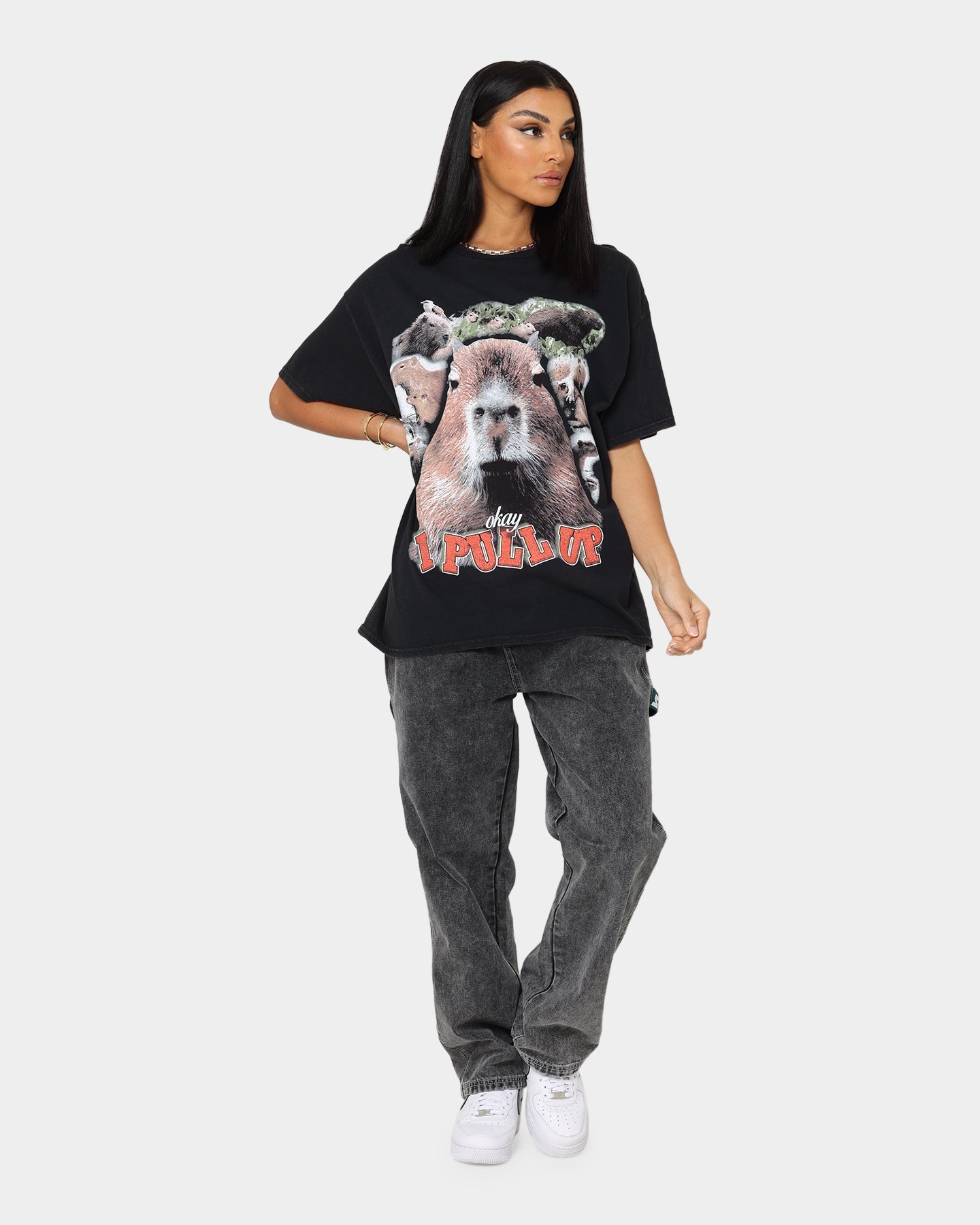 Goat Crew Okay I Pull Up Vintage T-Shirt Black Wash Style001