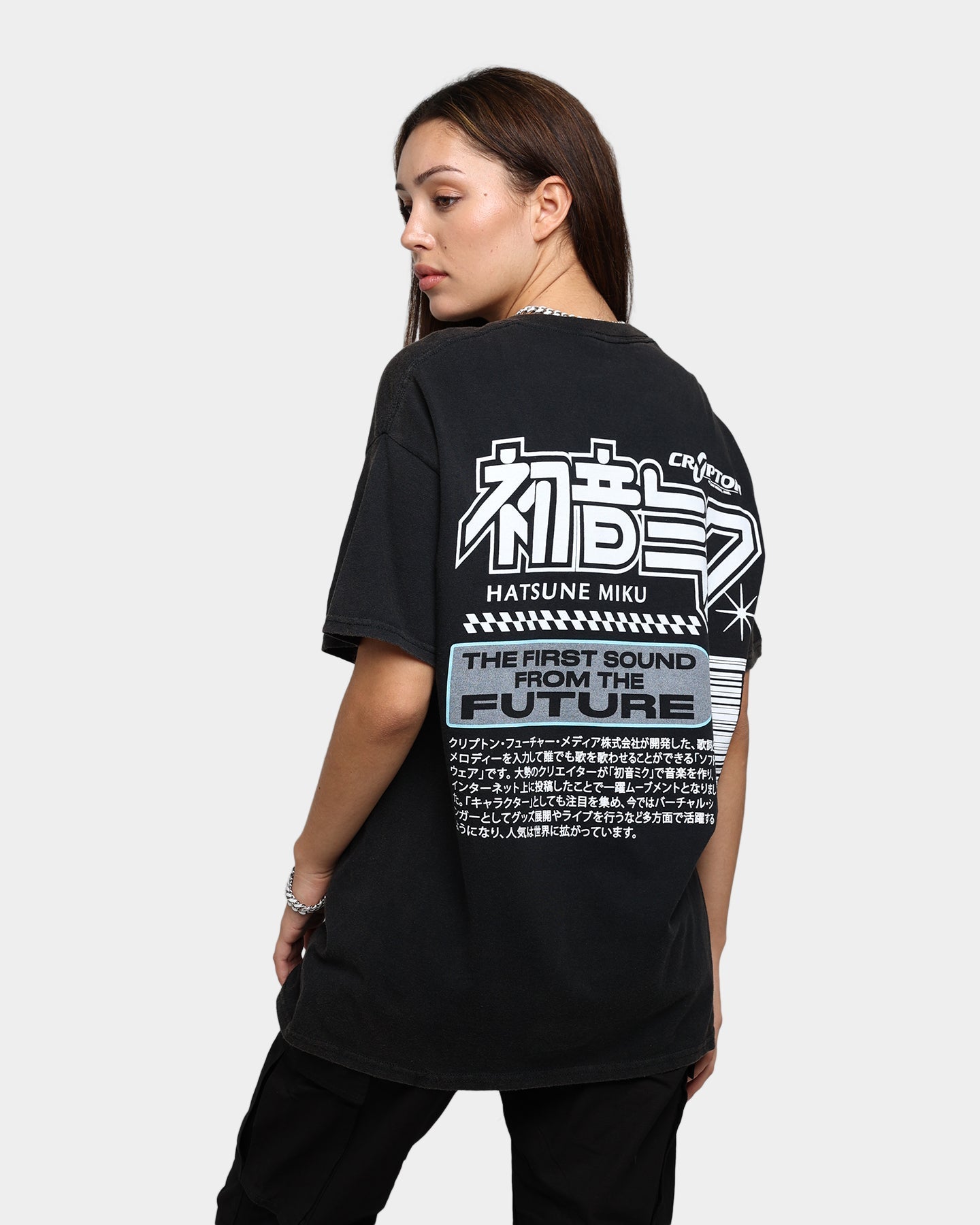Goat Crew X Hatsune Miku Future Sound Vintage T-Shirt Washed Black Style001