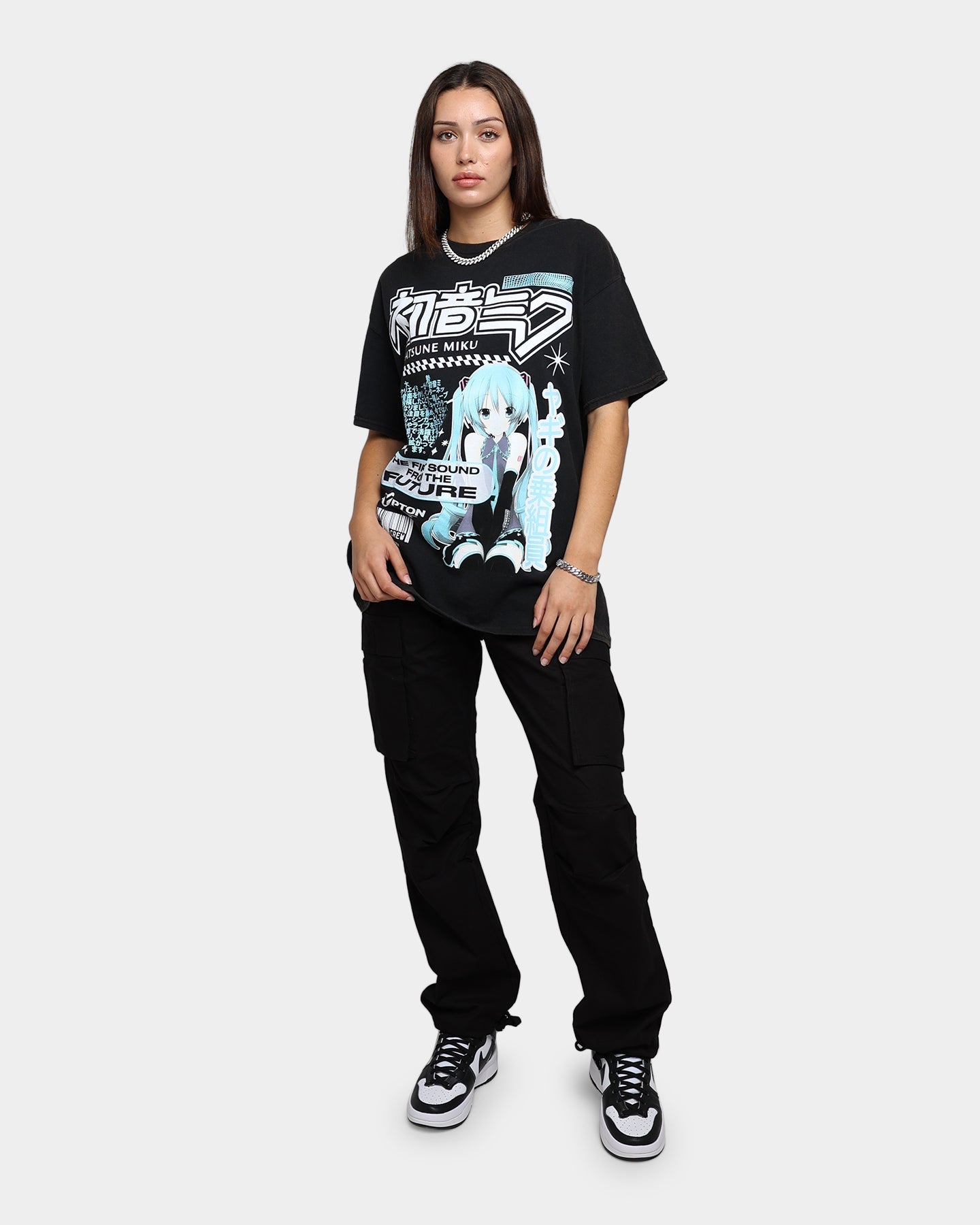 Goat Crew X Hatsune Miku Future Sound Vintage T-Shirt Washed Black Style001