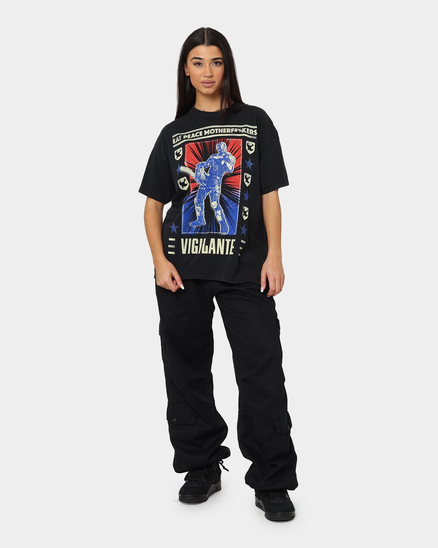 Goat Crew X Peacemaker Vigilante Vintage T-Shirt Washed Black Style001
