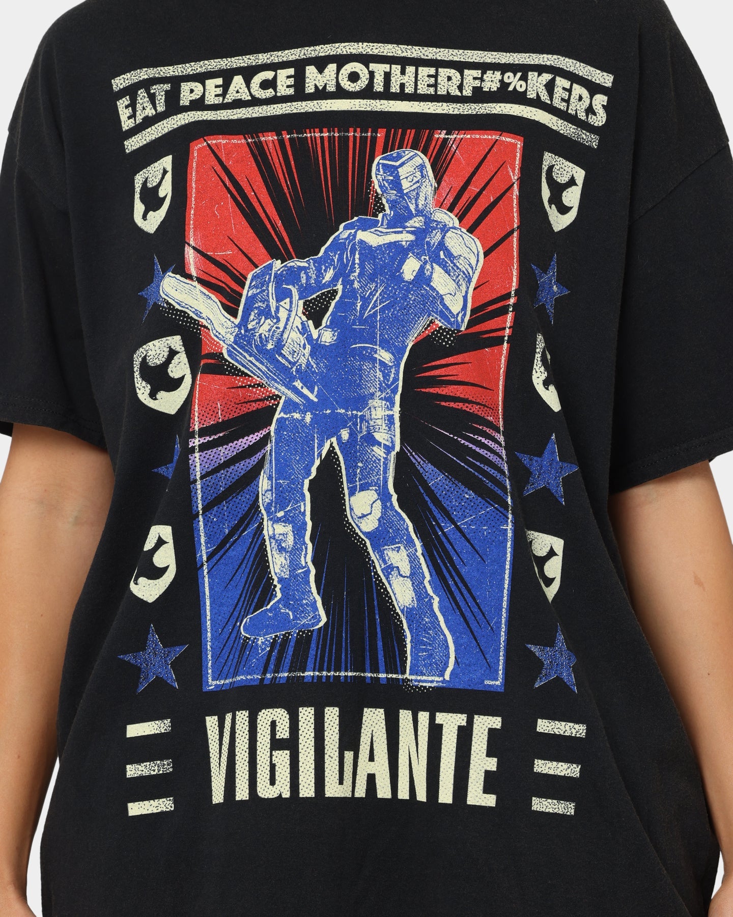 Goat Crew X Peacemaker Vigilante Vintage T-Shirt Washed Black Style001