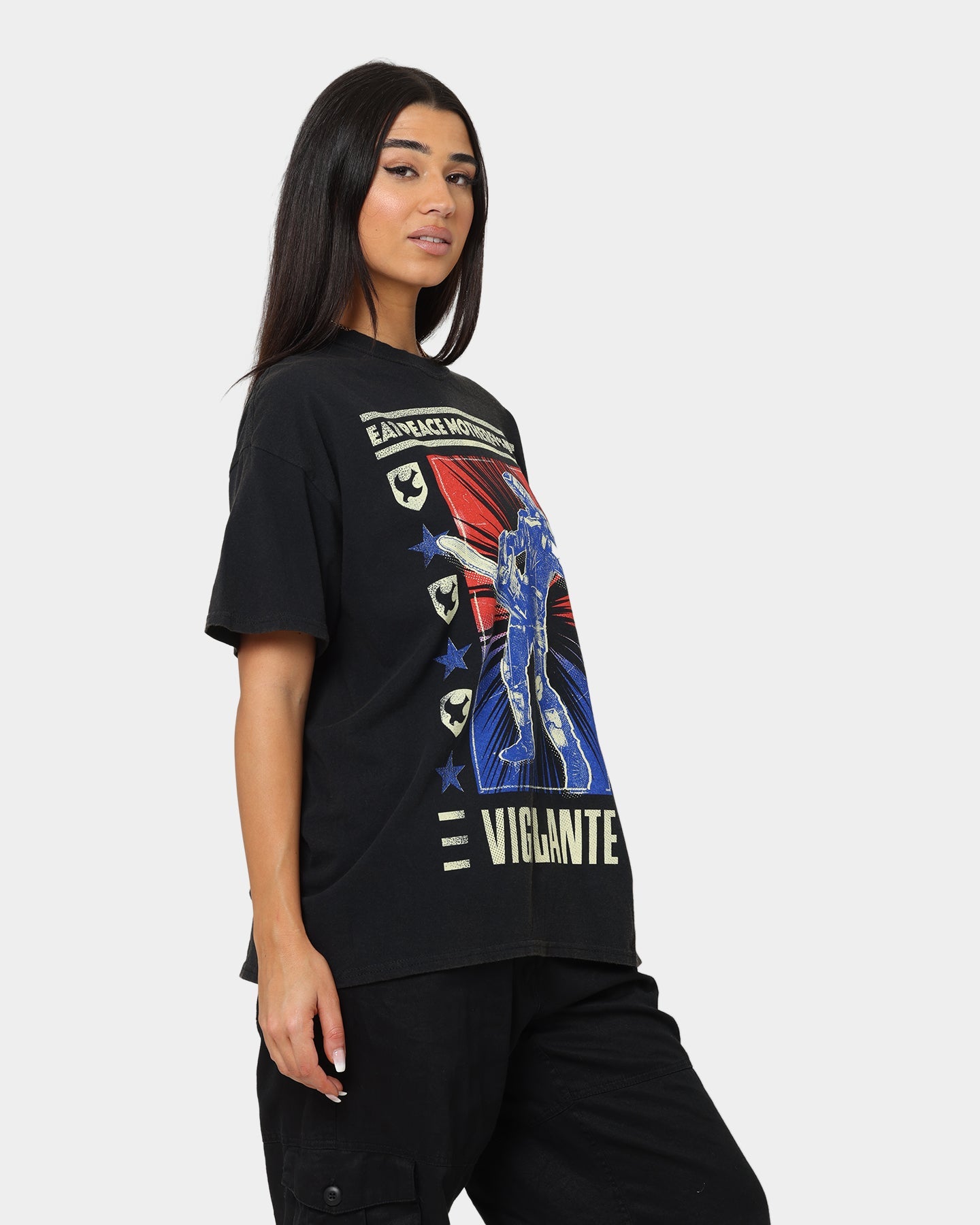 Goat Crew X Peacemaker Vigilante Vintage T-Shirt Washed Black Style001
