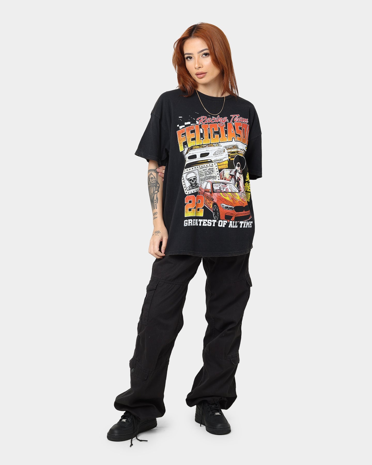 Goat Crew Team Felicia Vintage T-Shirt Black Wash Style001