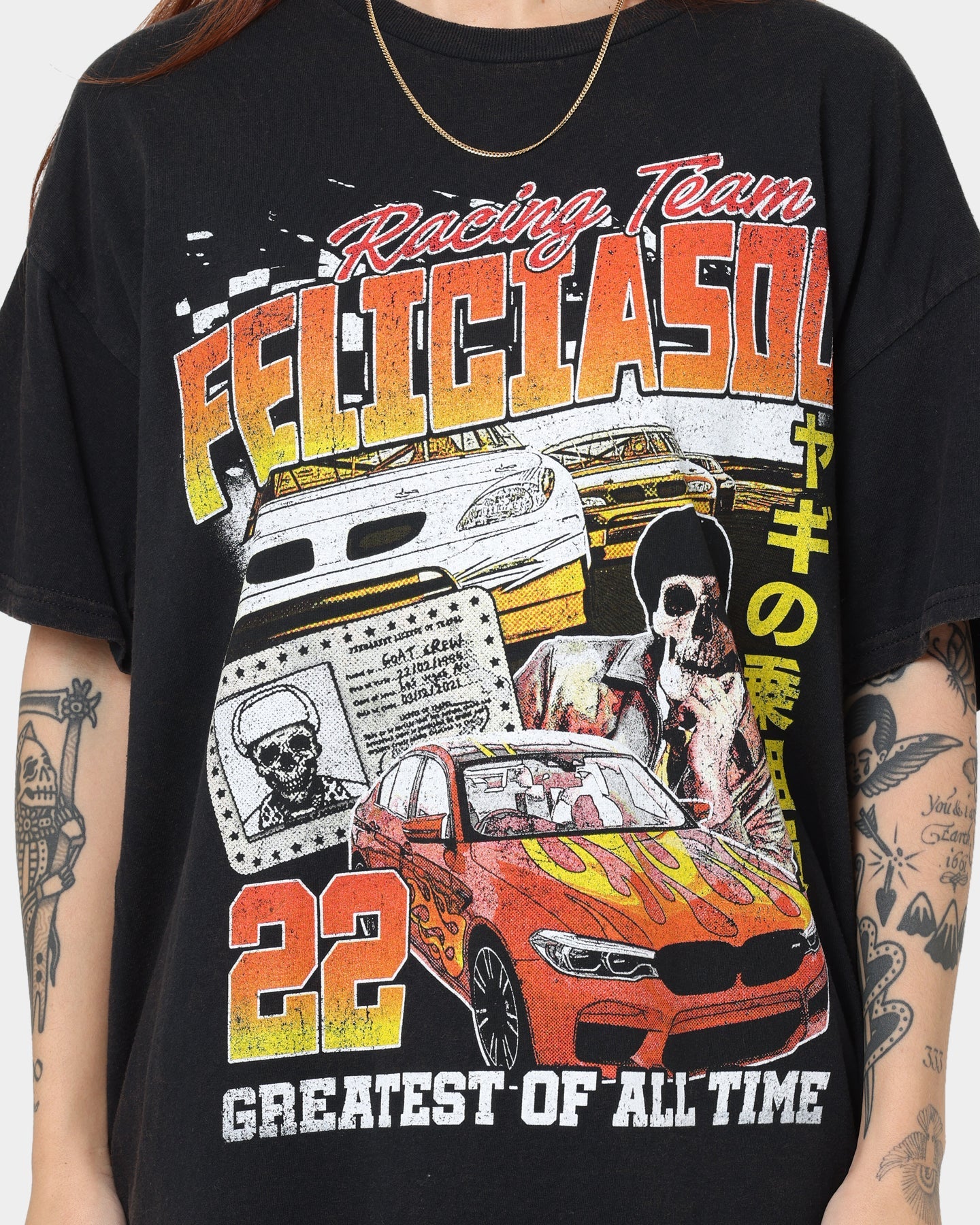 Goat Crew Team Felicia Vintage T-Shirt Black Wash Style001