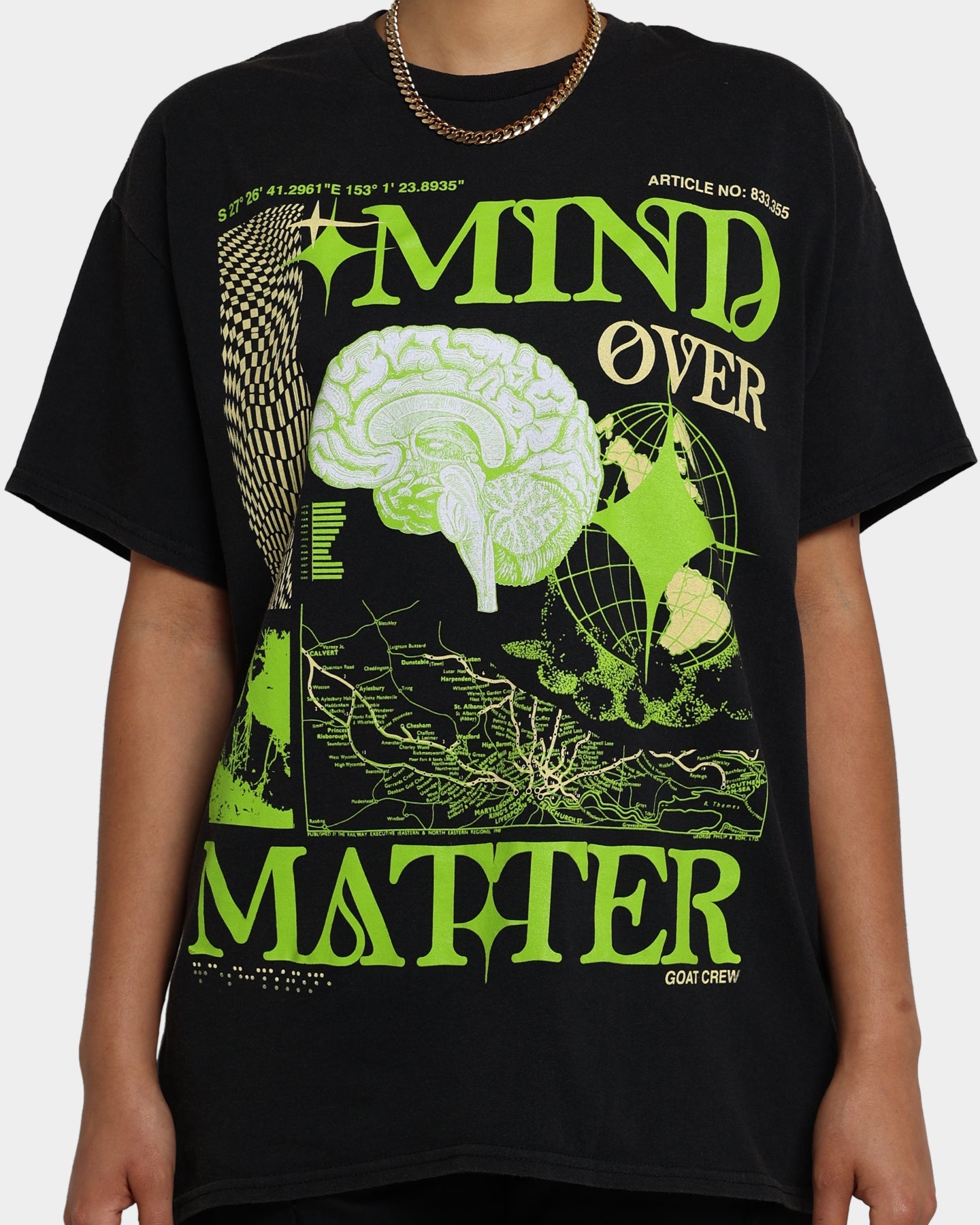Goat Crew Mind Matter Vintage T-Shirt Washed Black Style001