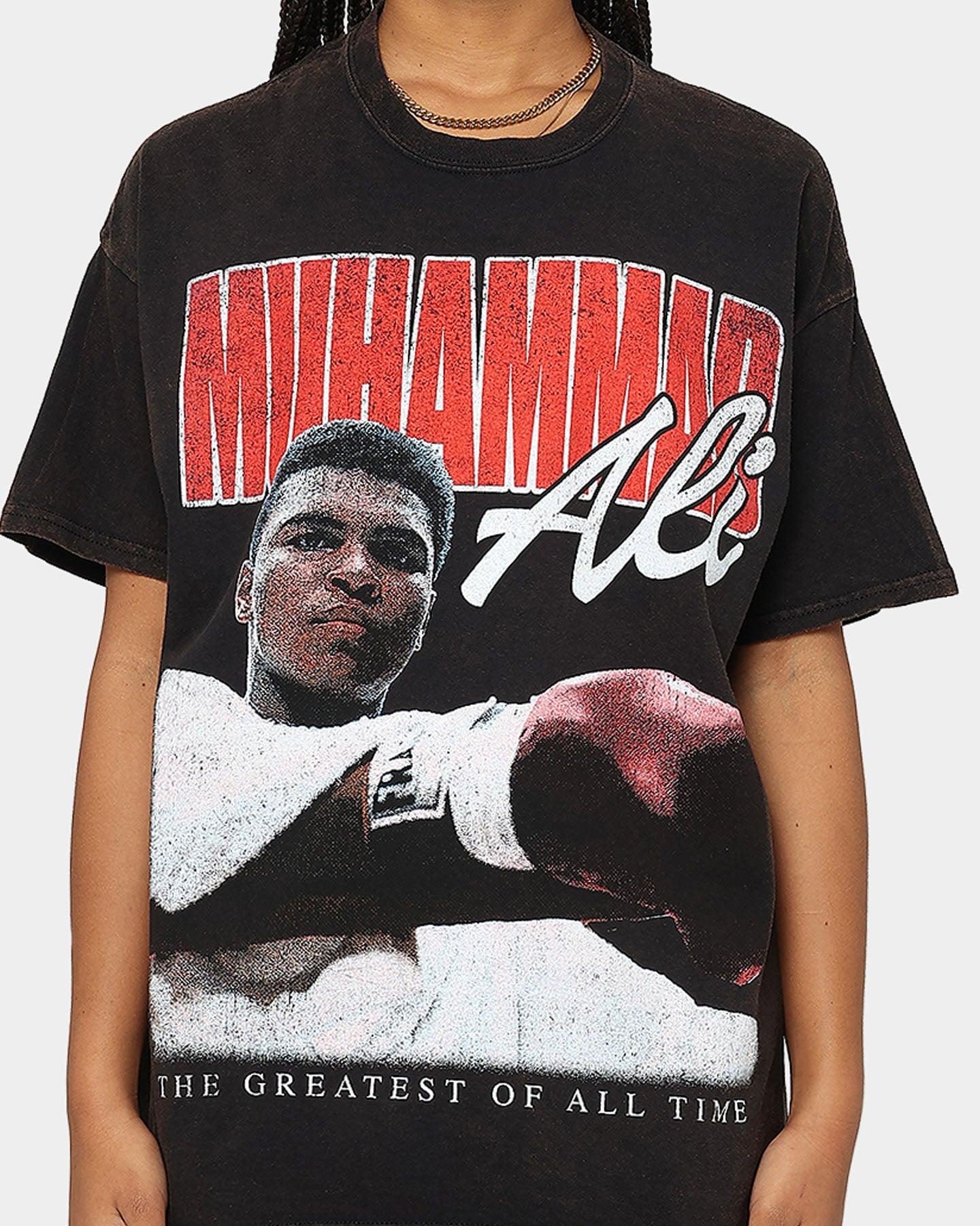 Goat Crew X Muhammad Ali Ringer Vintage T-Shirt Black Wash Style001