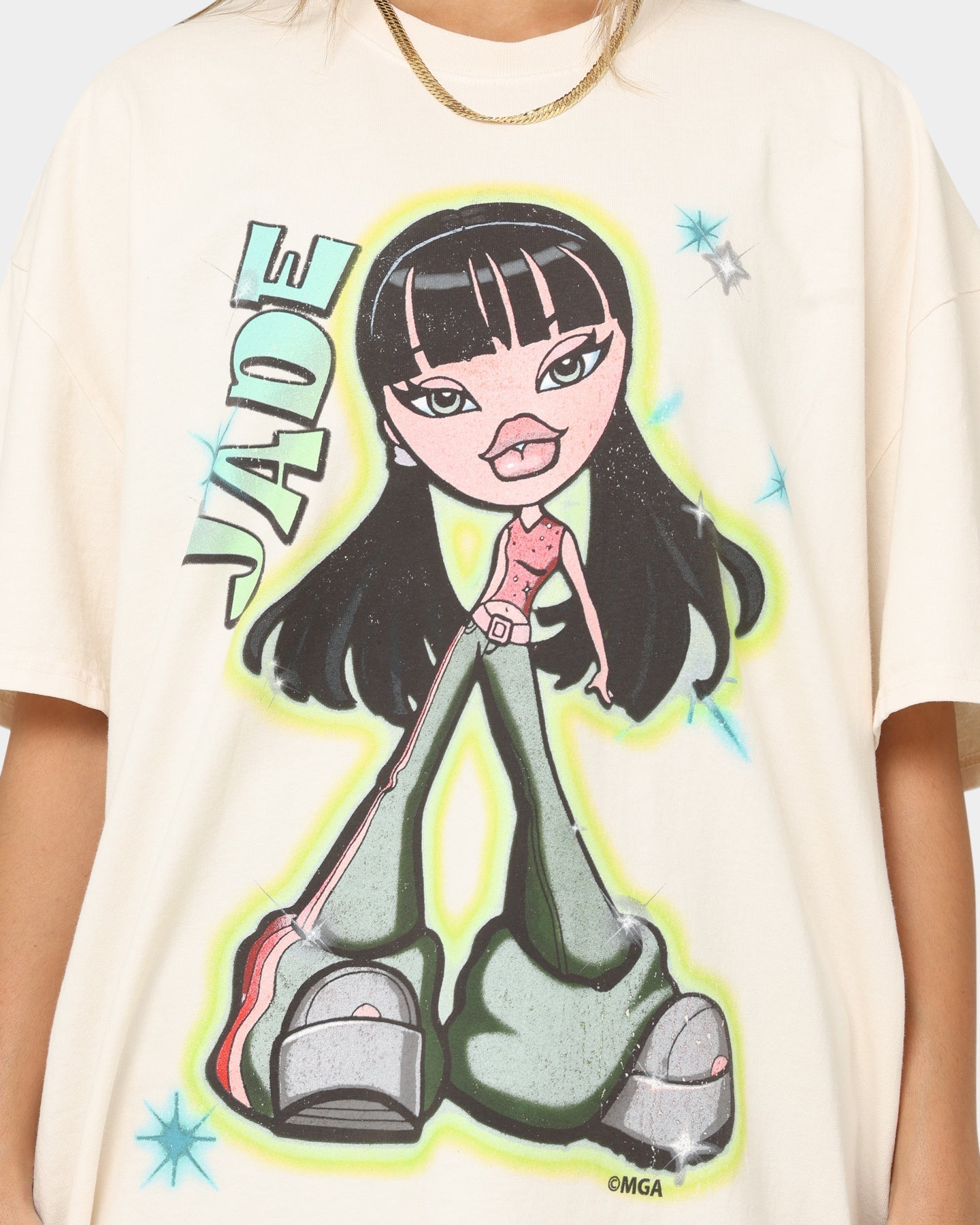 American Thrift X Bratz Jade Heavyweight Vintage T-Shirt Off White Style001