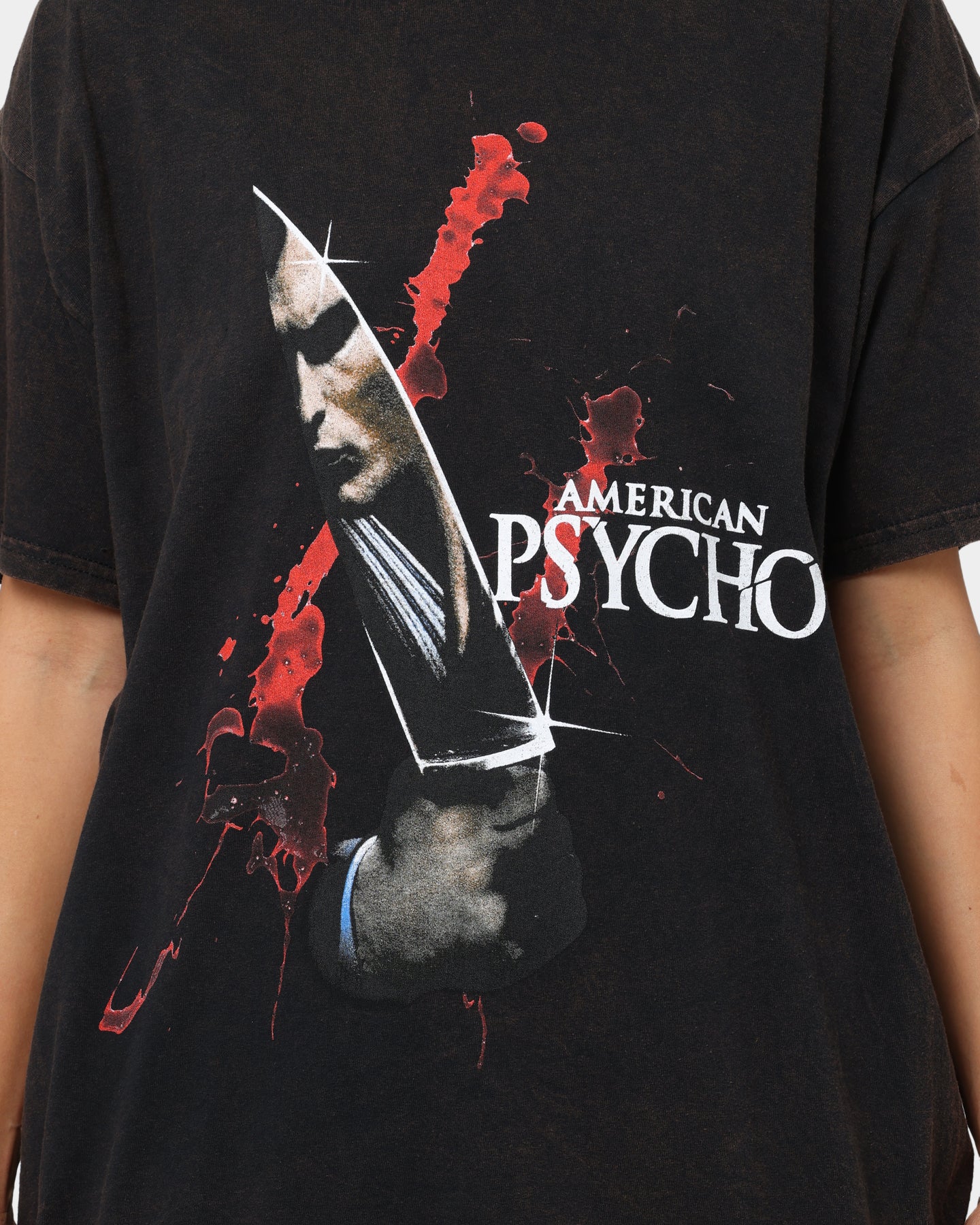 Goat Crew X American Psycho Knife Vintage T-Shirt Black Wash Style001