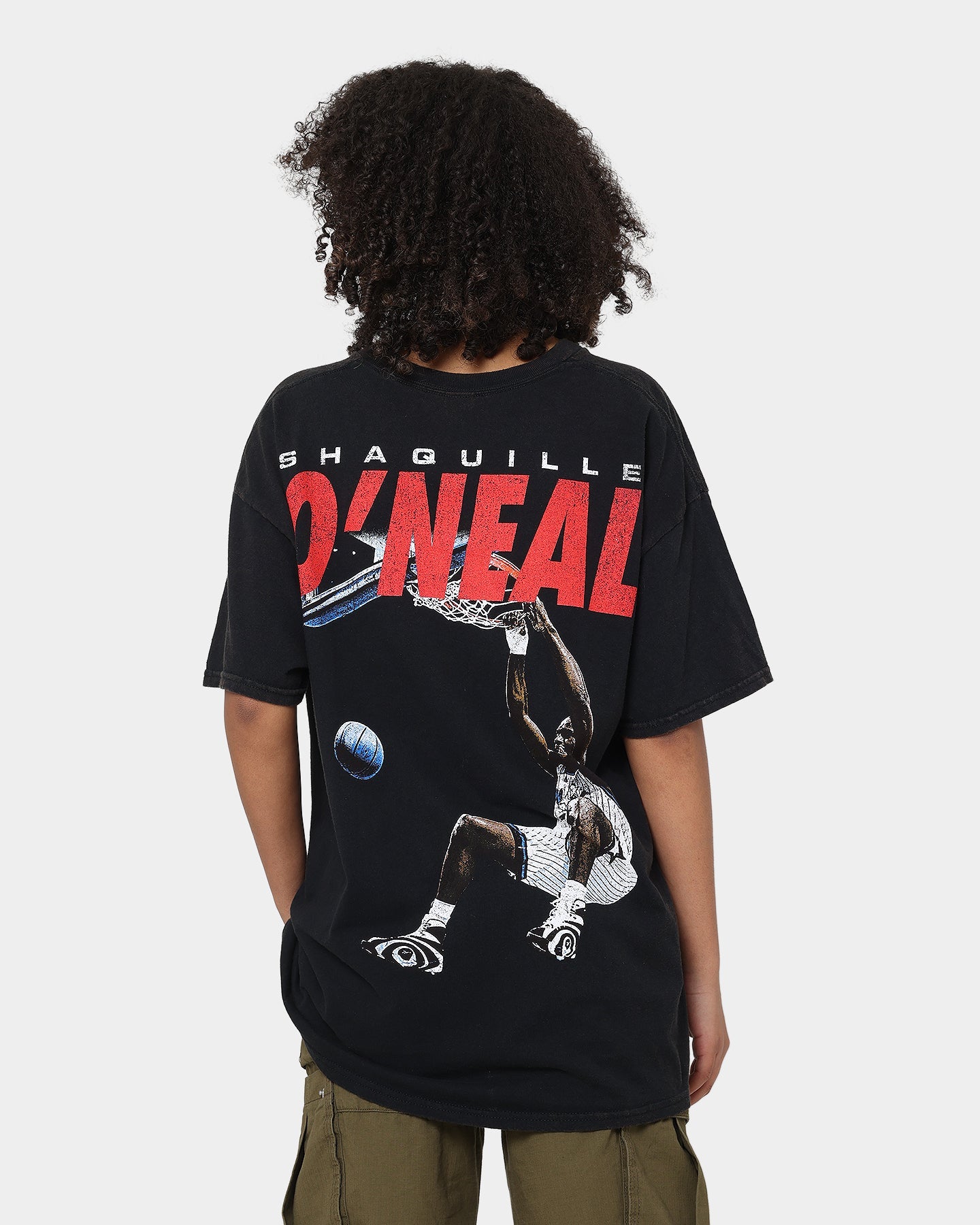 Goat Crew X Shaq Dunk Vintage T-Shirt Washed Black Style001