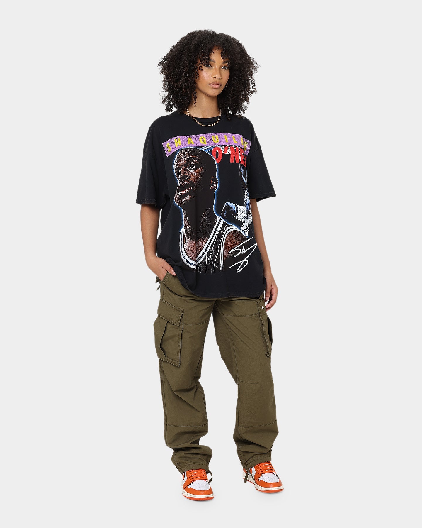 Goat Crew X Shaq Dunk Vintage T-Shirt Washed Black Style001