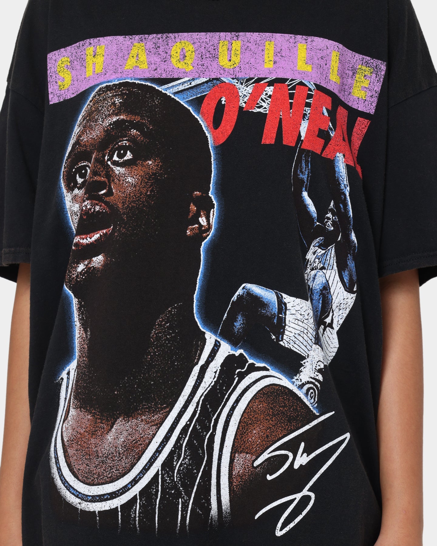 Goat Crew X Shaq Dunk Vintage T-Shirt Washed Black Style001