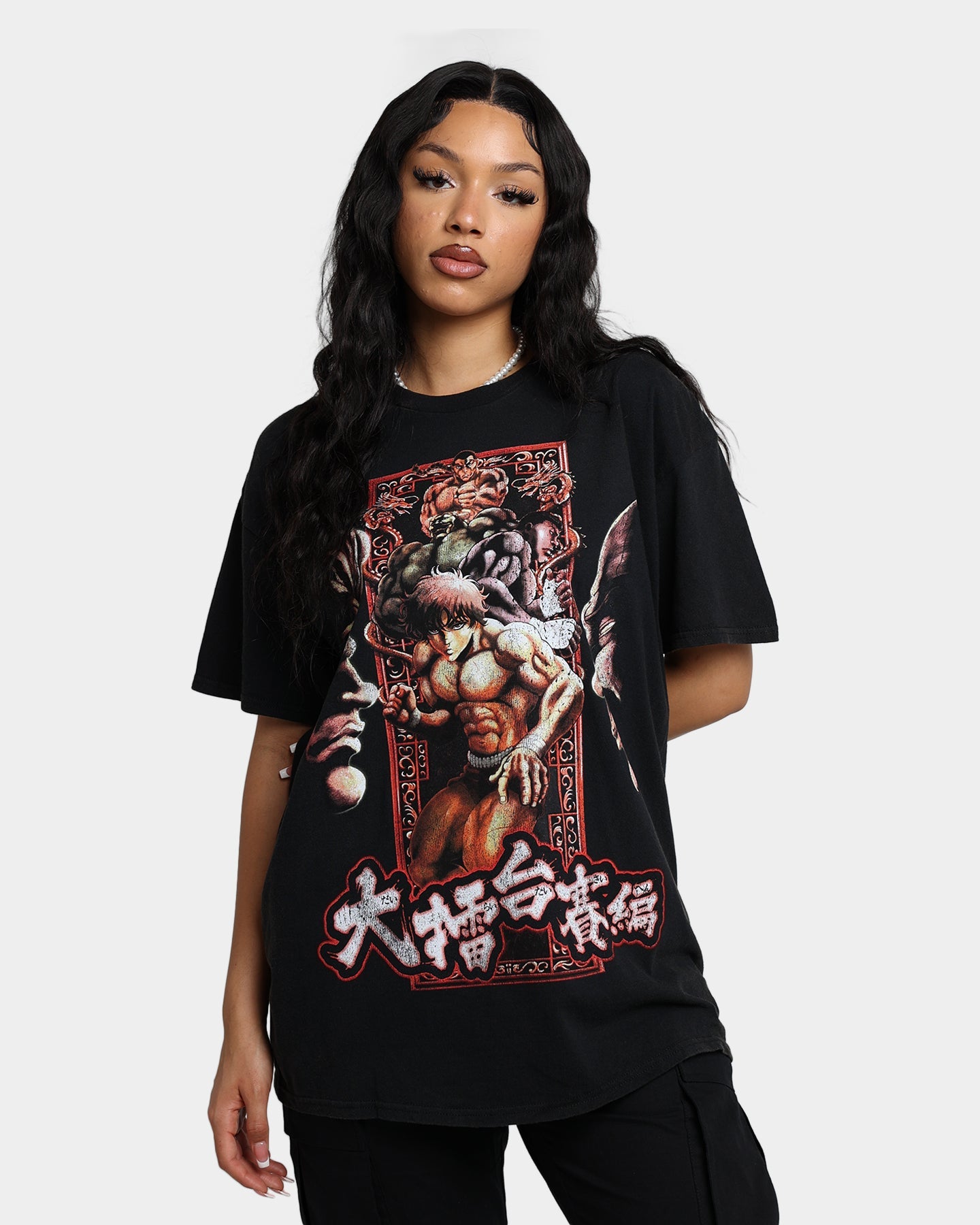 Goat Crew X Baki Hanma The Raitai Tournament Vintage T-Shirt Black Wash Style001