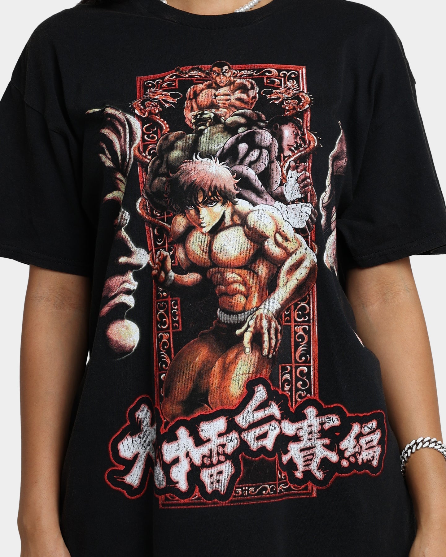 Goat Crew X Baki Hanma The Raitai Tournament Vintage T-Shirt Black Wash Style001