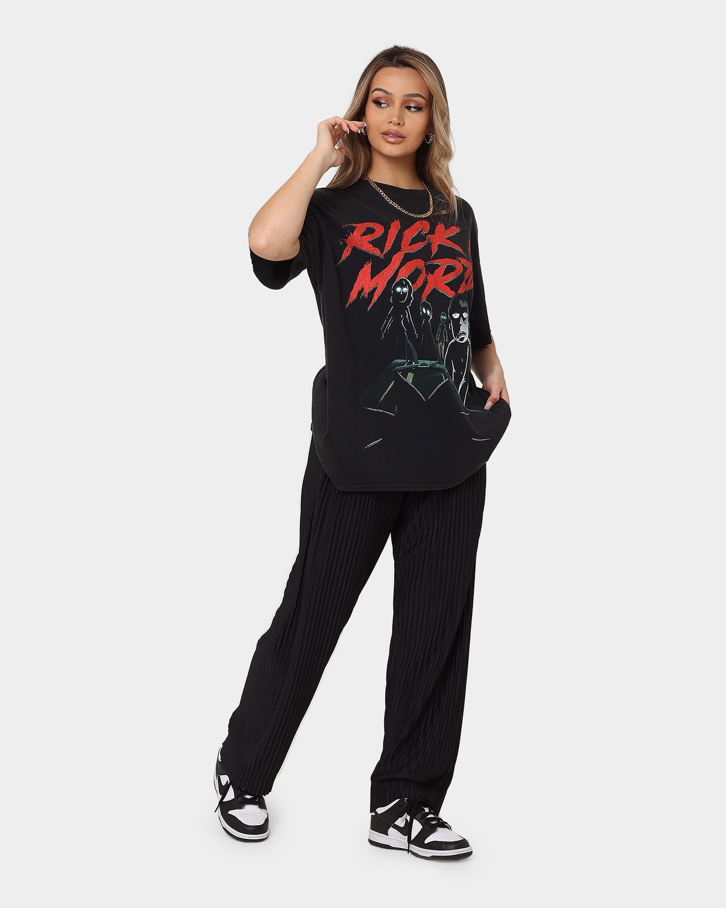 Goat Crew X Rick And Morty Night Family Vintage T-Shirt Washed Black Style001