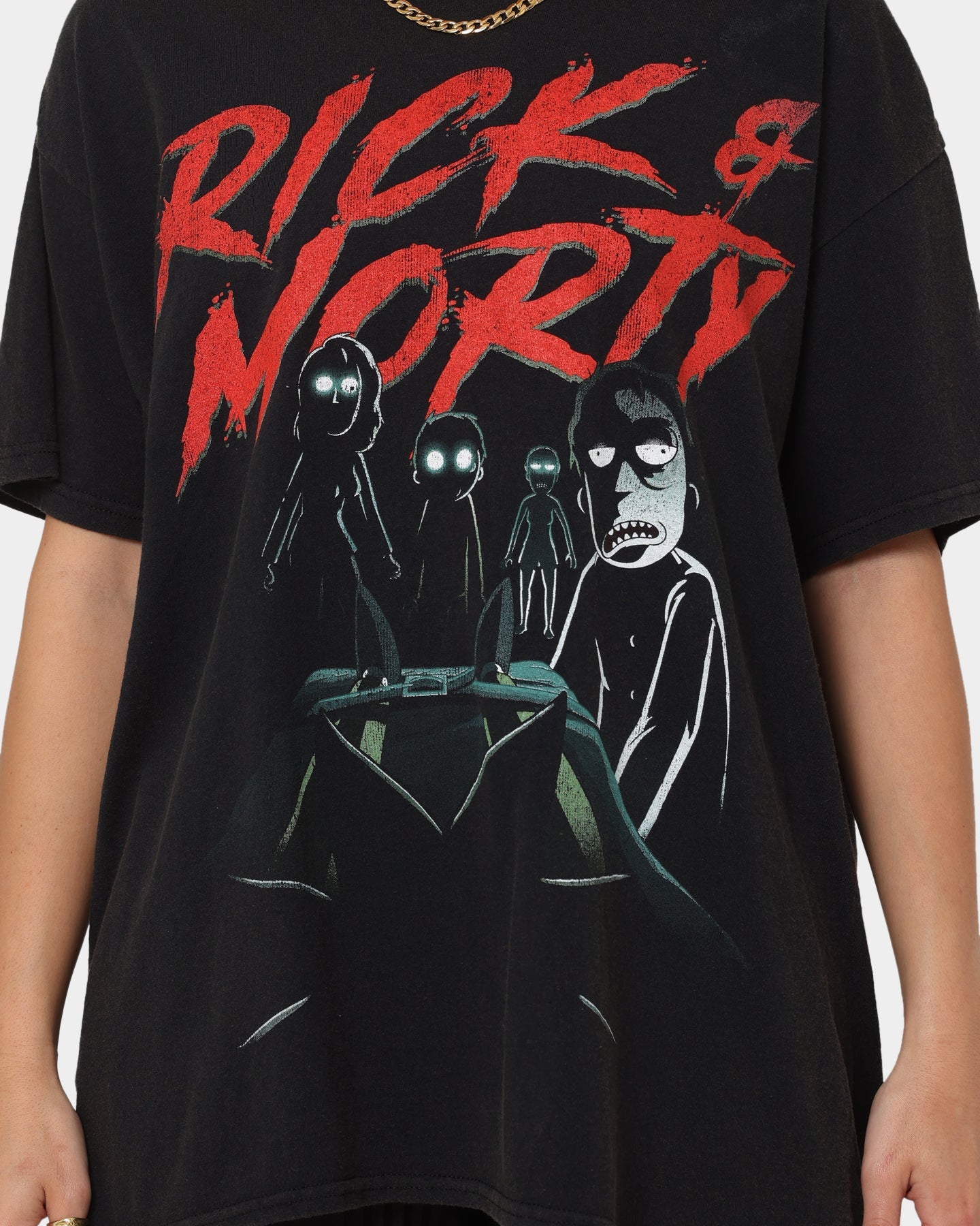 Goat Crew X Rick And Morty Night Family Vintage T-Shirt Washed Black Style001