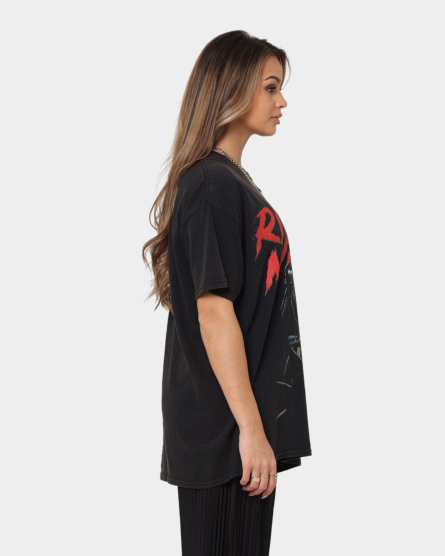 Goat Crew X Rick And Morty Night Family Vintage T-Shirt Washed Black Style001