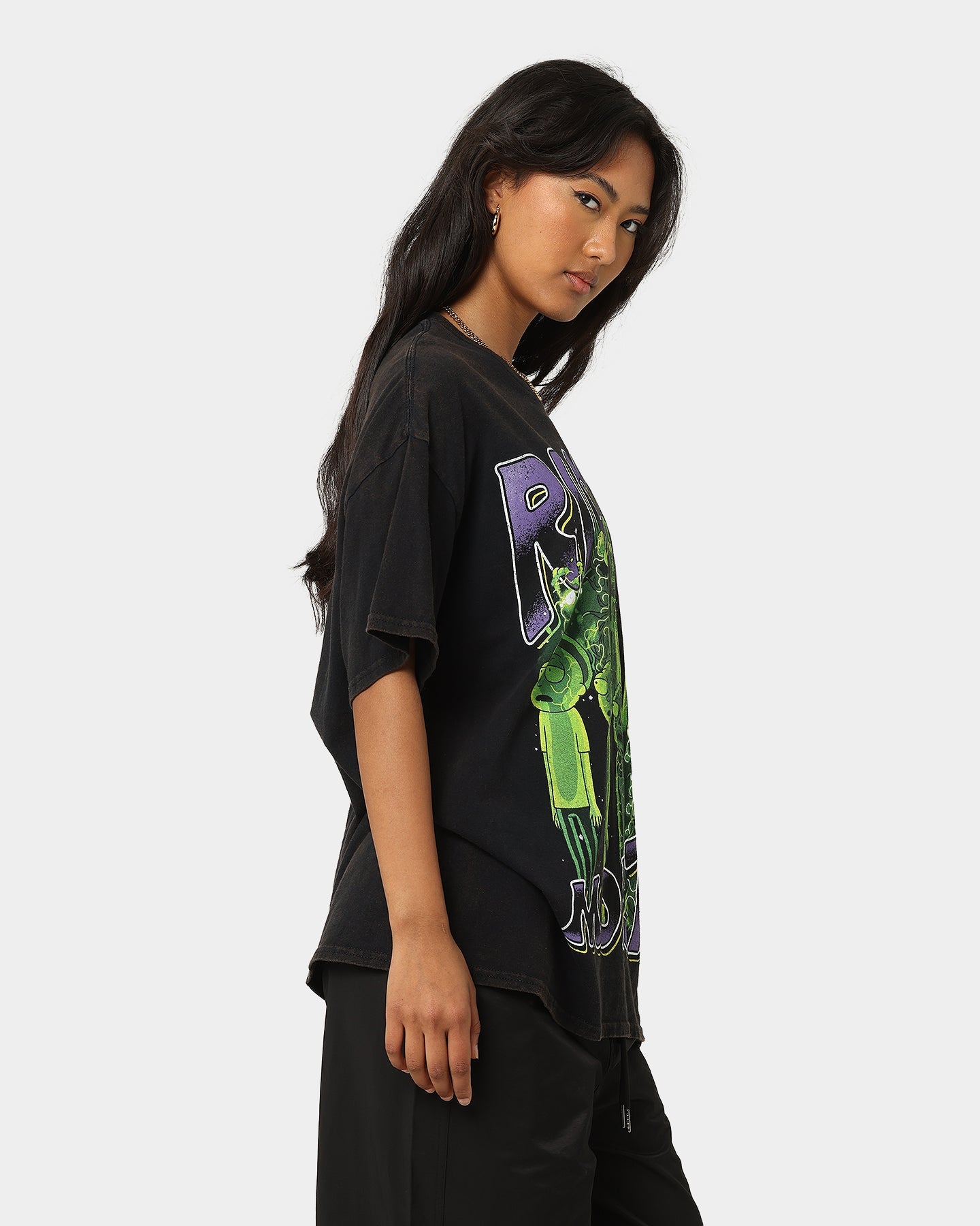 Goat Crew X Rick And Morty R&M Vintage T-Shirt Washed Black Style001
